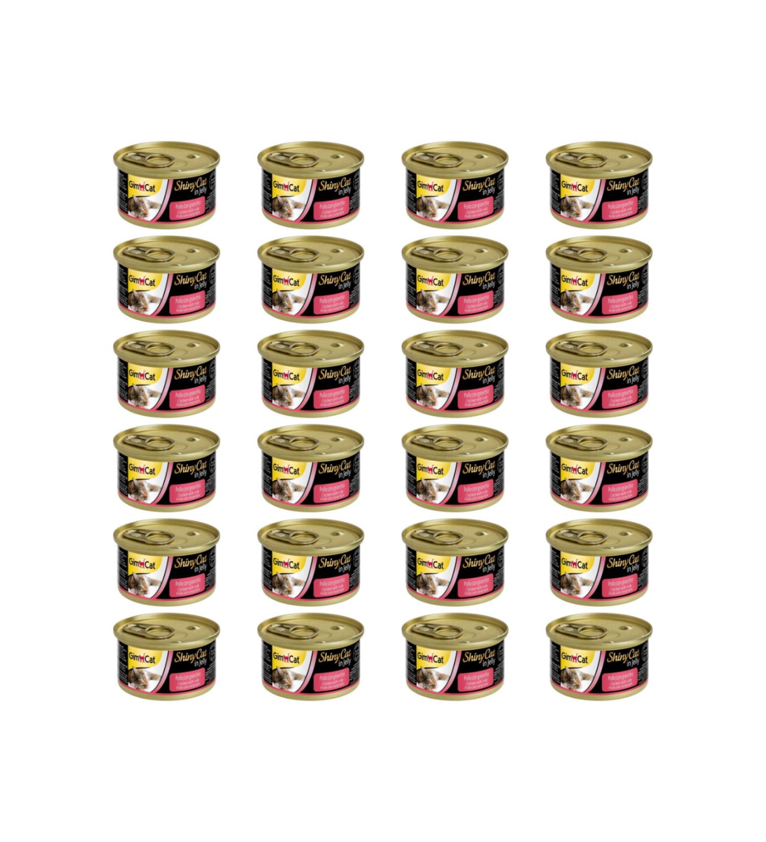 Gimcat Shiny Cat in Jelly Chicken and Crab Adult Cat Canned Food 70 Gr (24 PIECES)
