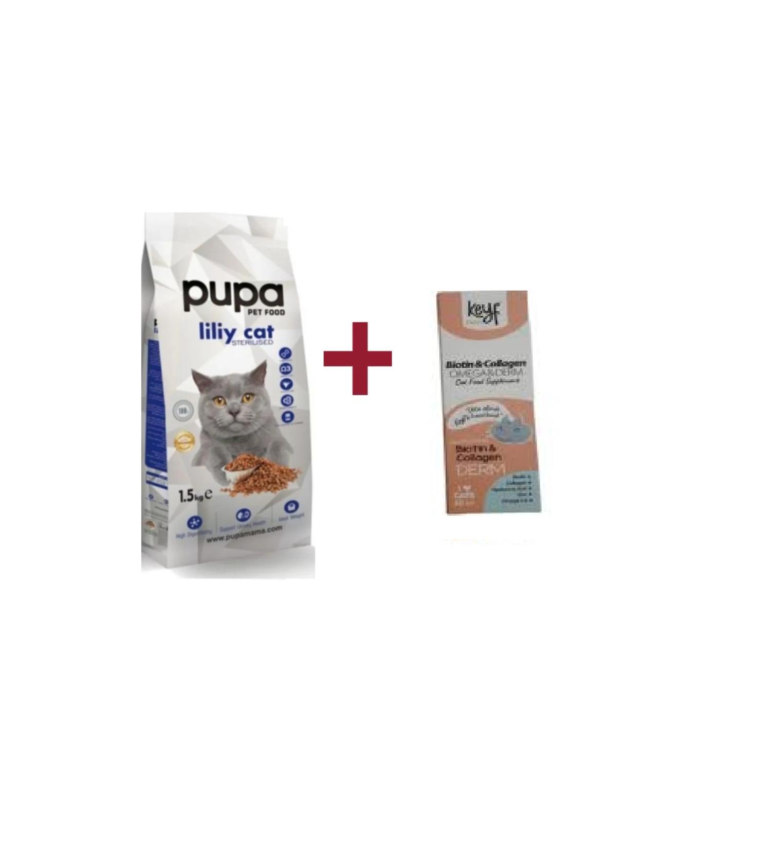 Pupa Sterilized Cat Food 1.5 kg + Collagen for Cats 50 ml