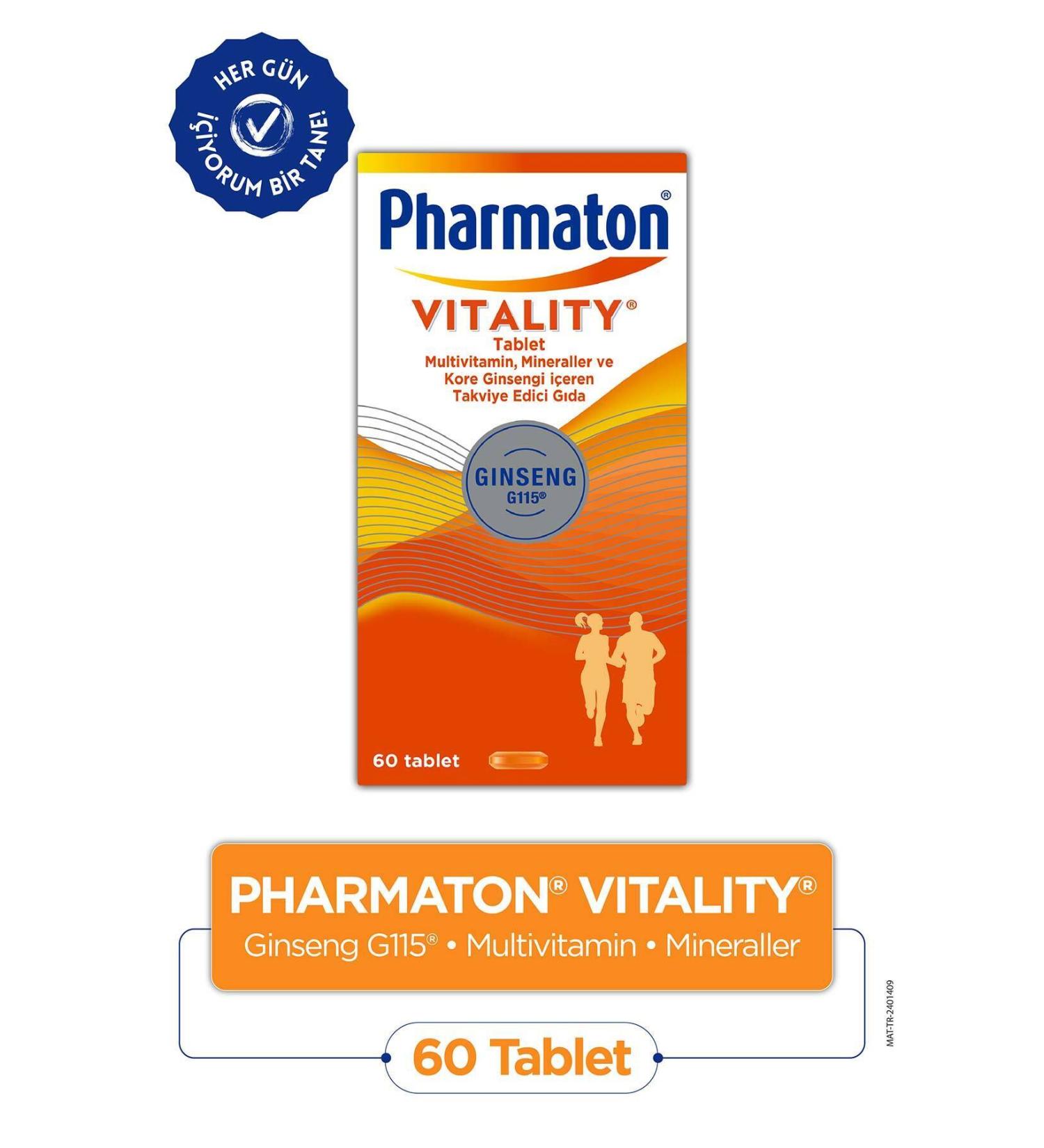 Pharmaton Vitality 60 Tablets - Ginseng G115 Multivitamins And Minerals - Buy Online on GoSupps.com