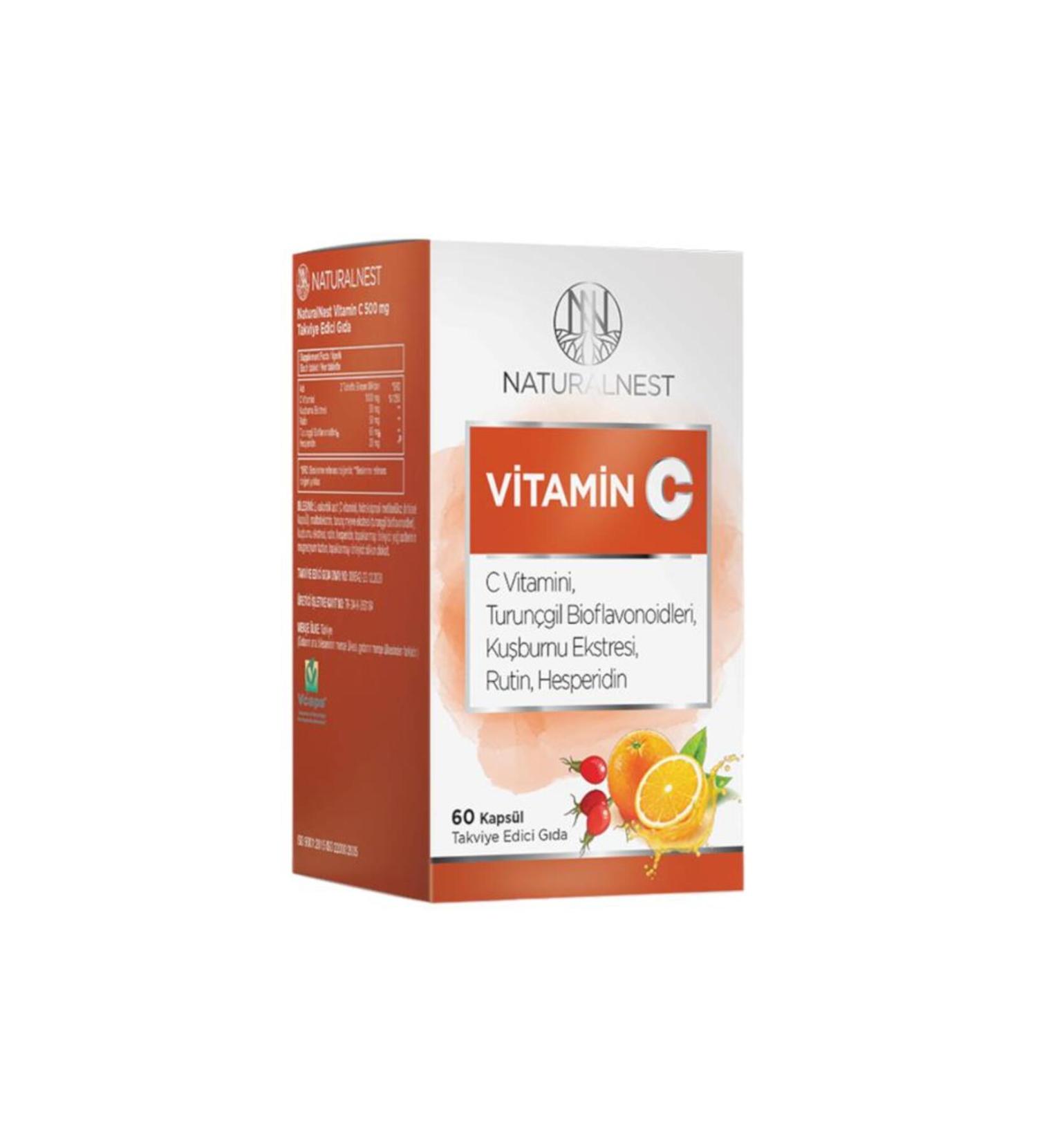 Natural Nest Vitamin C 500 Mg 60 Capsules
