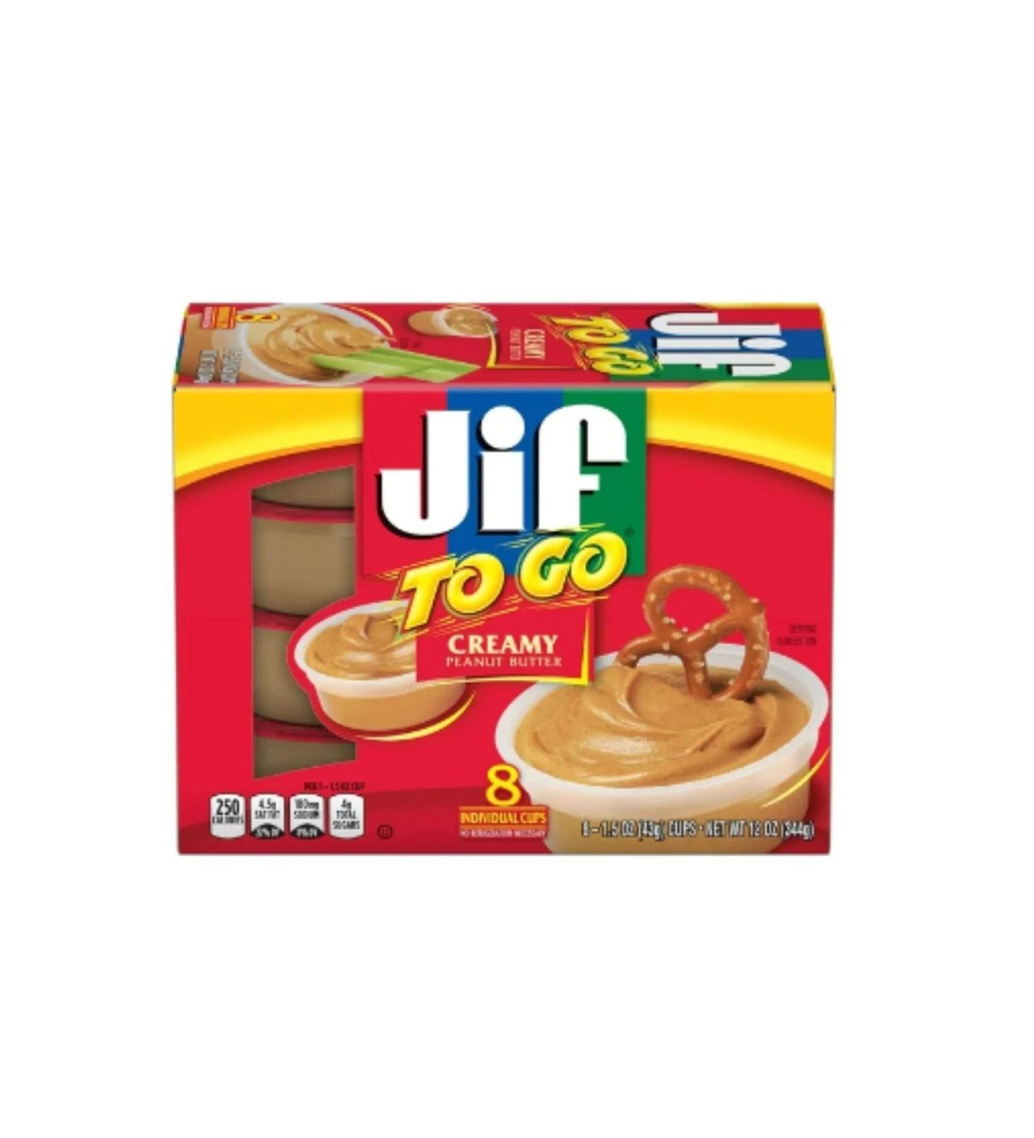 Jif To Go Creamy Peanut Butter 8 Individual Cups 43gX8 344 gr