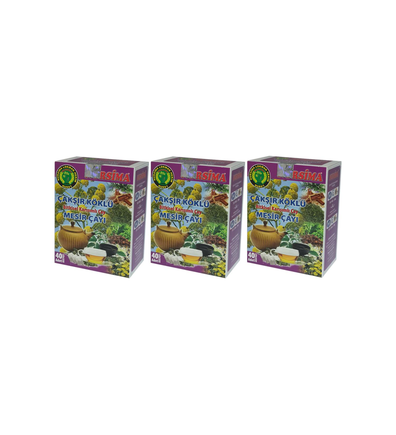 Nursima ak r Rooted Herbal Mixed Mesir Tea 40's Filtering Bags 3 Boxes