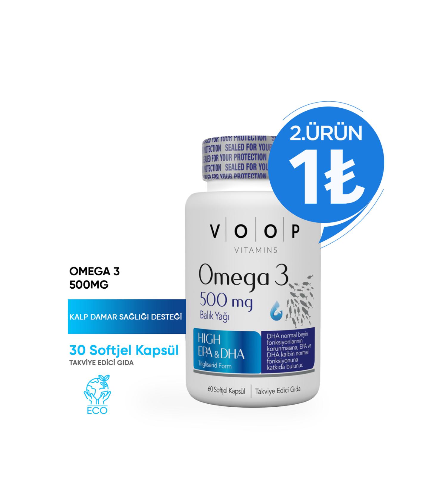 VOOP Omega 3 Fish Oil | High EPA & DHA - 500 Mg 60 Capsules - Buy Online on GoSupps.com