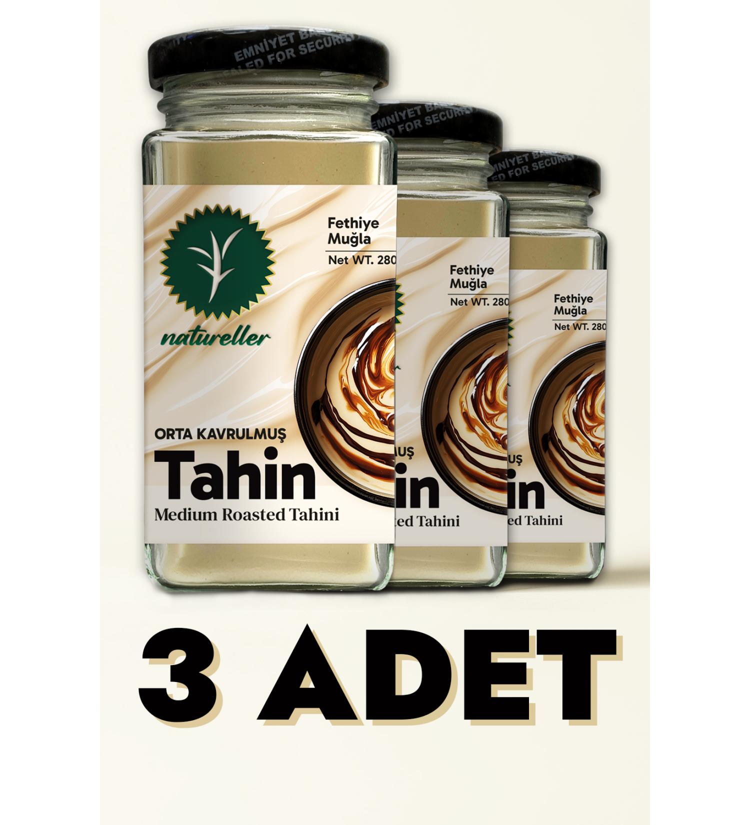 Natureller Tahini Medium Roasted Fethiye - Local Sesame 280 gr (3 Pieces)