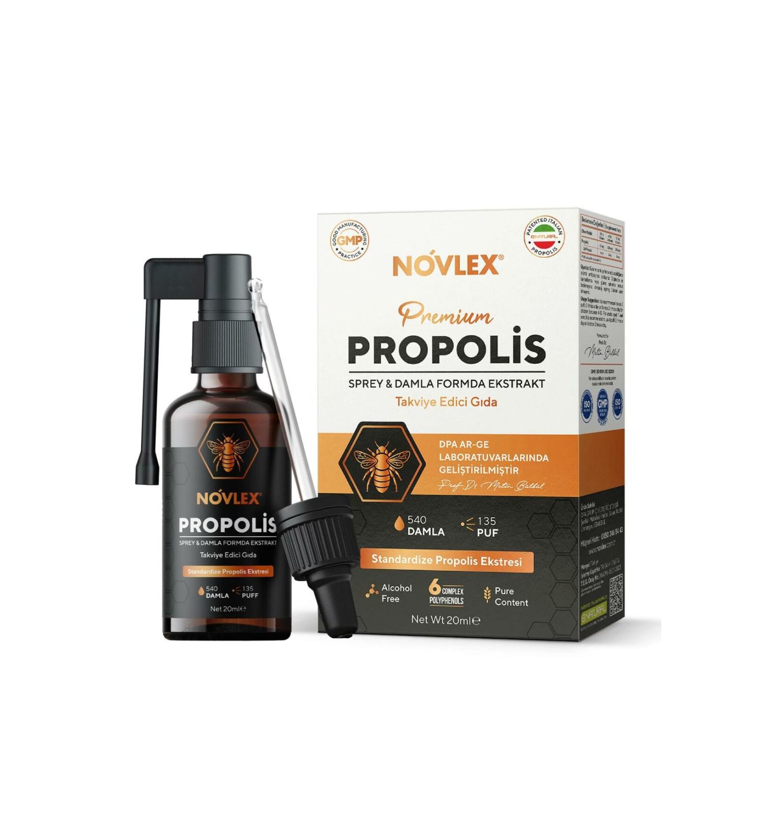 novlex Propolis Extract (Water Based-Alcohol Free) Food Supplement 20ml
