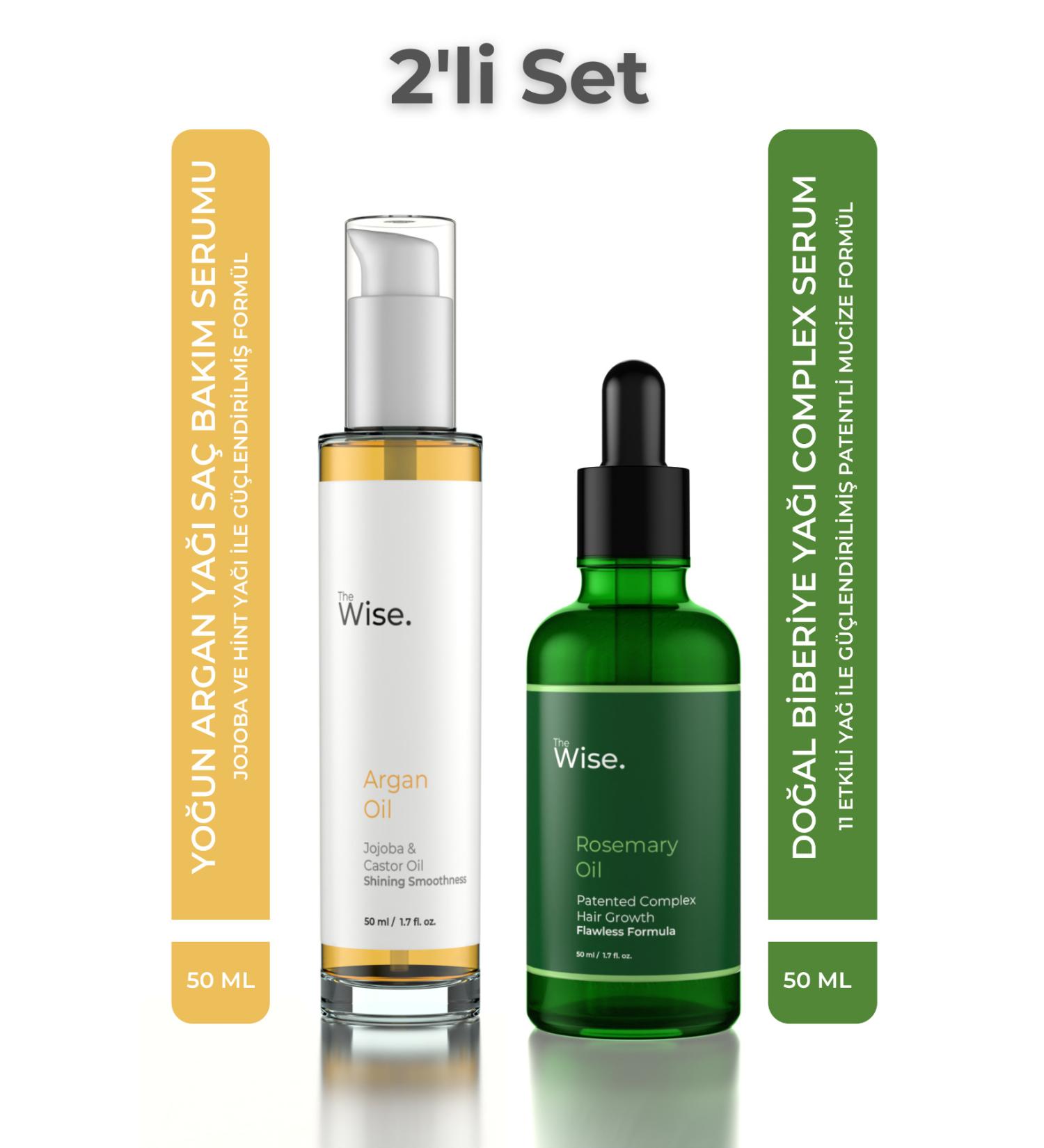 Wise Rosemary Complex and Argan Oil Hair Care Serum Advantageous 2-Piece Set Daily and Weekly Hair Care