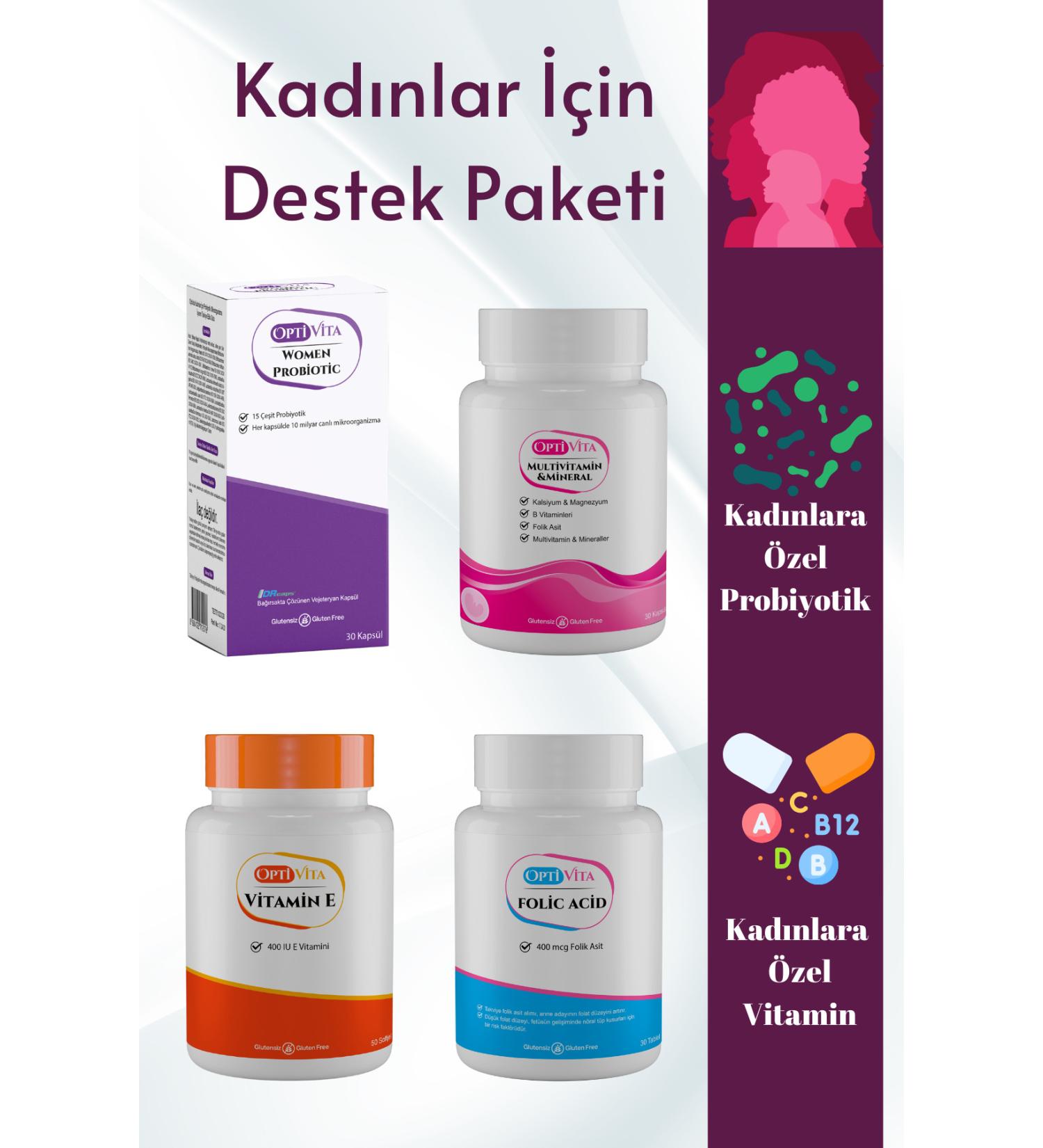 Optivita Women's Support Package 4 Supplements in 1: Optivita Women Probiotic Multivitamin Vitamin E