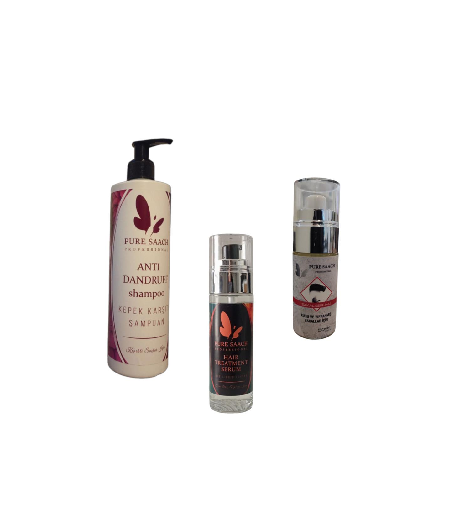 Pure Saach Professional PURE SAACH PROFESSIONAL ANTI DANDRUFF SHAMPOO & HAIR TREATMENT SERUM & BEARD SERUM