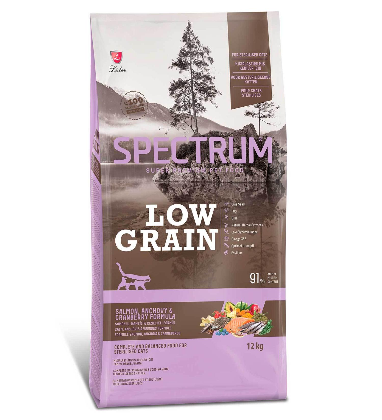 Spectrum Low Grain Salmon Anchovy and Blueberry Sterilized Cat Food 12kg