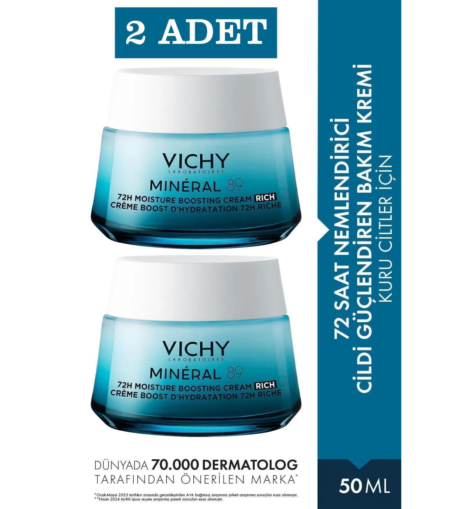 Vichy Mineral 89 Rich Moisturizing Cream 50 ml 2 Pieces