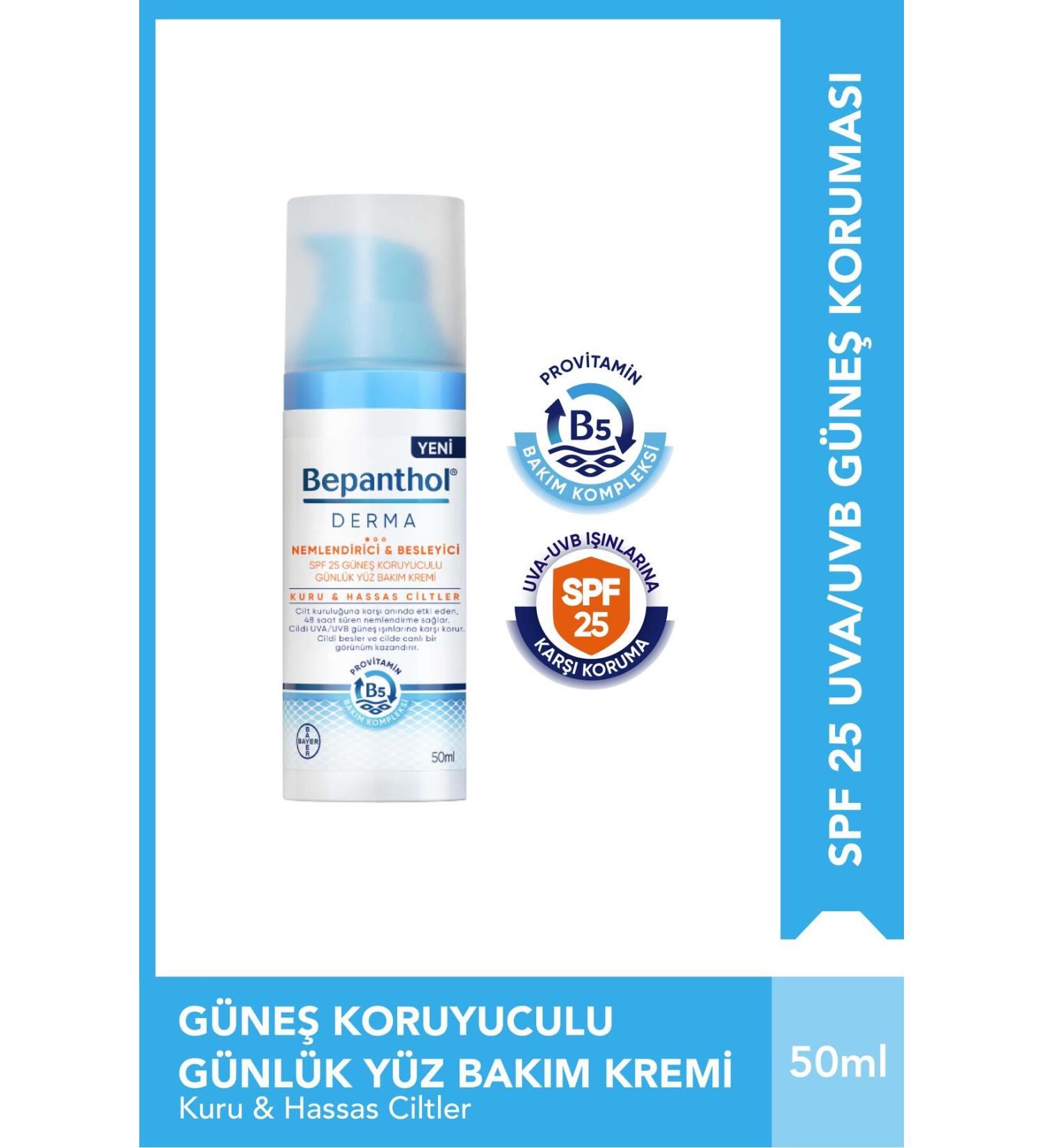 Bepanthol Derma Moisturizing & Nourishing Spf25 Sunscreen Daily Face Care Cream - Dry Sensitive - Buy Online on GoSupps.com