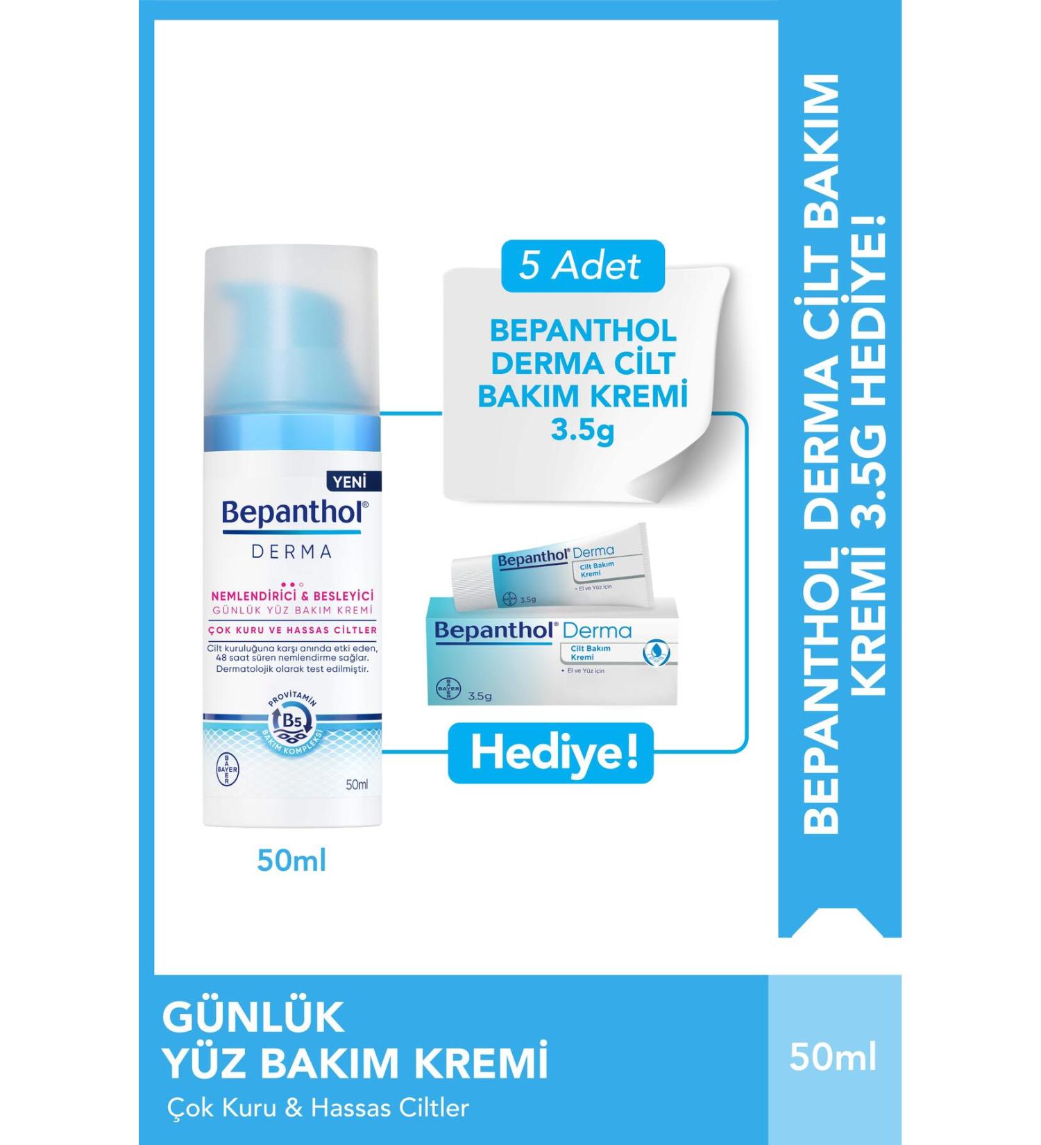 Bepanthol Derma Face Care Cream 50 ml 5 Pieces Skin Care Cream 3.5 G - Buy Online on GoSupps.com