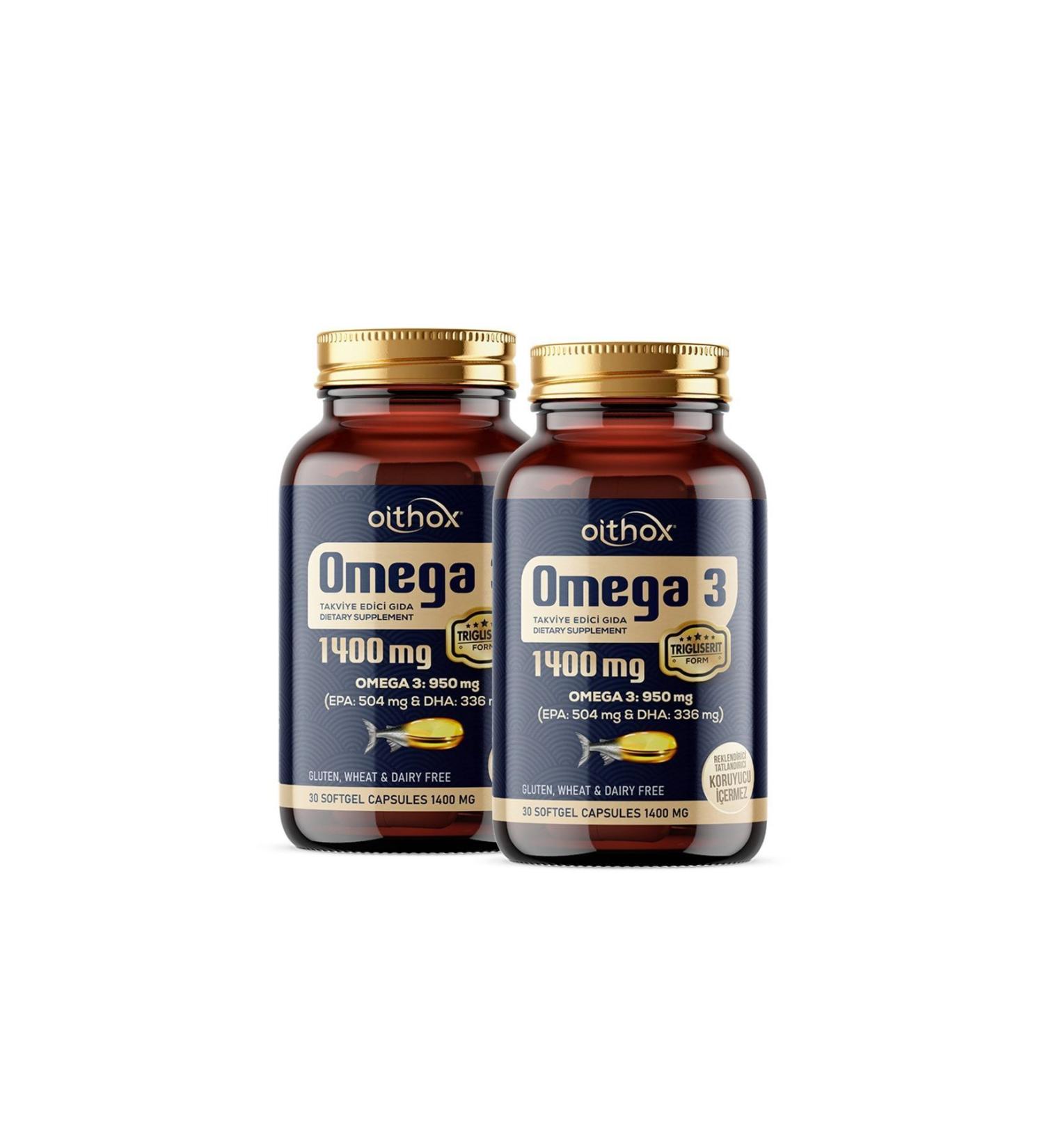 Oithox Omega 3 Fish Oil 1400 mg 30 Capsules 2 Pack - Buy Online on GoSupps.com