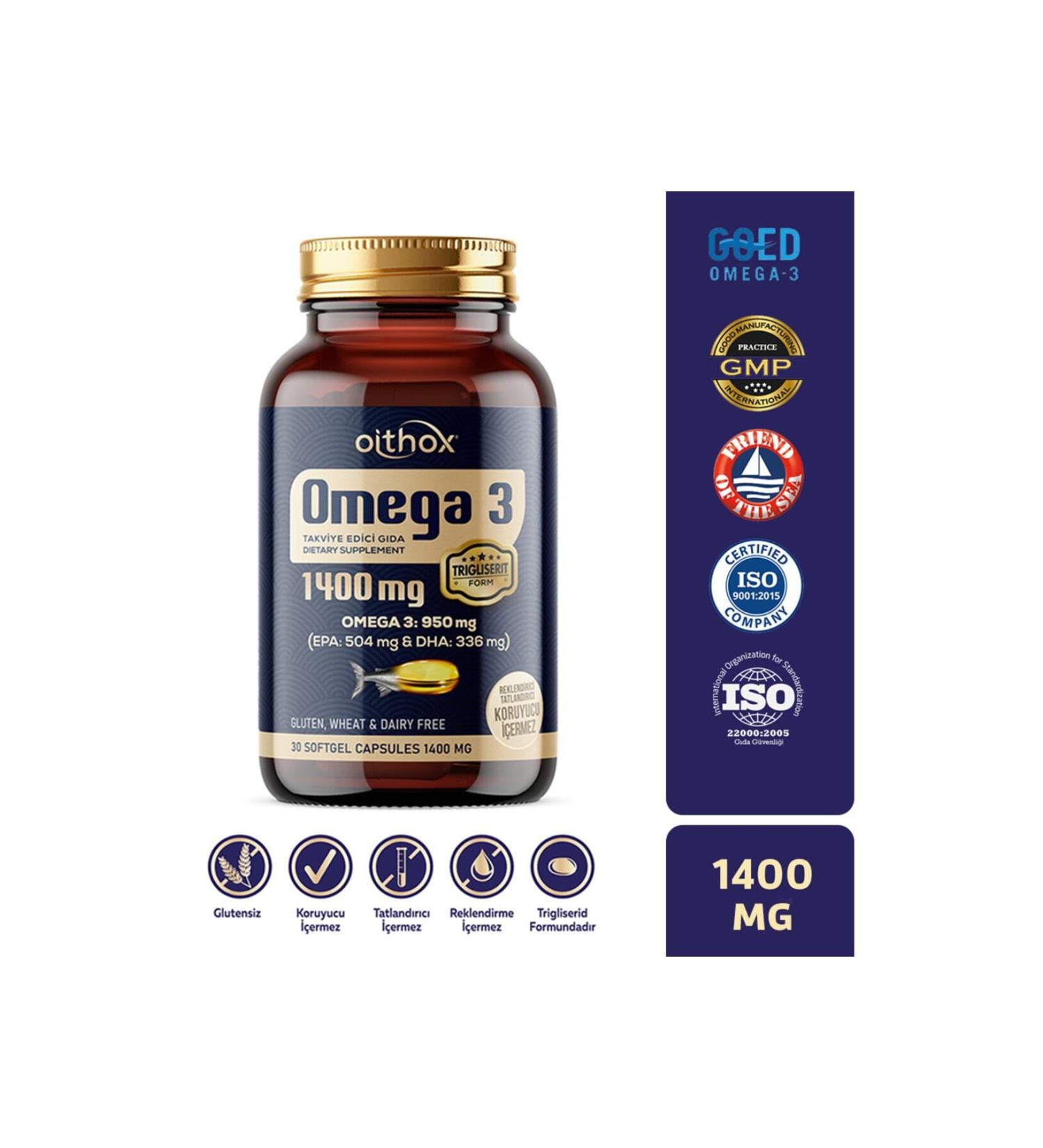 Oithox Omega 3 Fish Oil 1400 Mg 30 Capsules - Buy Online on GoSupps.com