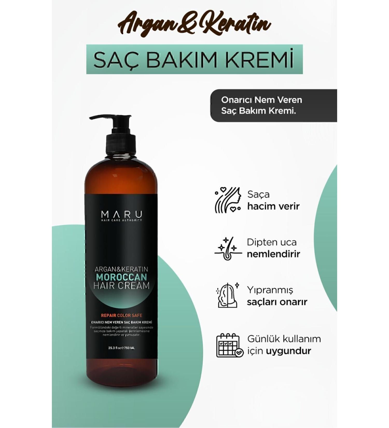 MARU Repairing Moisture Argan and Keratin Moroccan Hair Care Cream 750 ml 8699211721150 - Buy Online on GoSupps.com