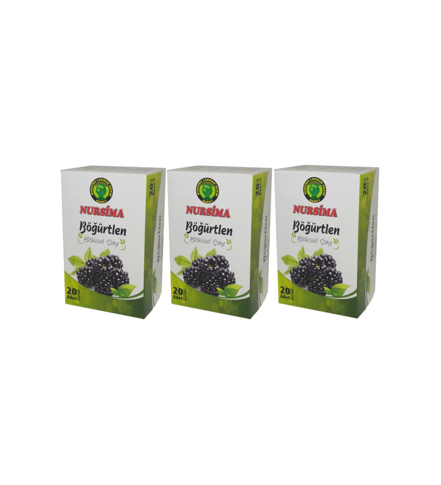 Nursima Blackberry Herbal Tea 20 Filter Bags 3 Boxes