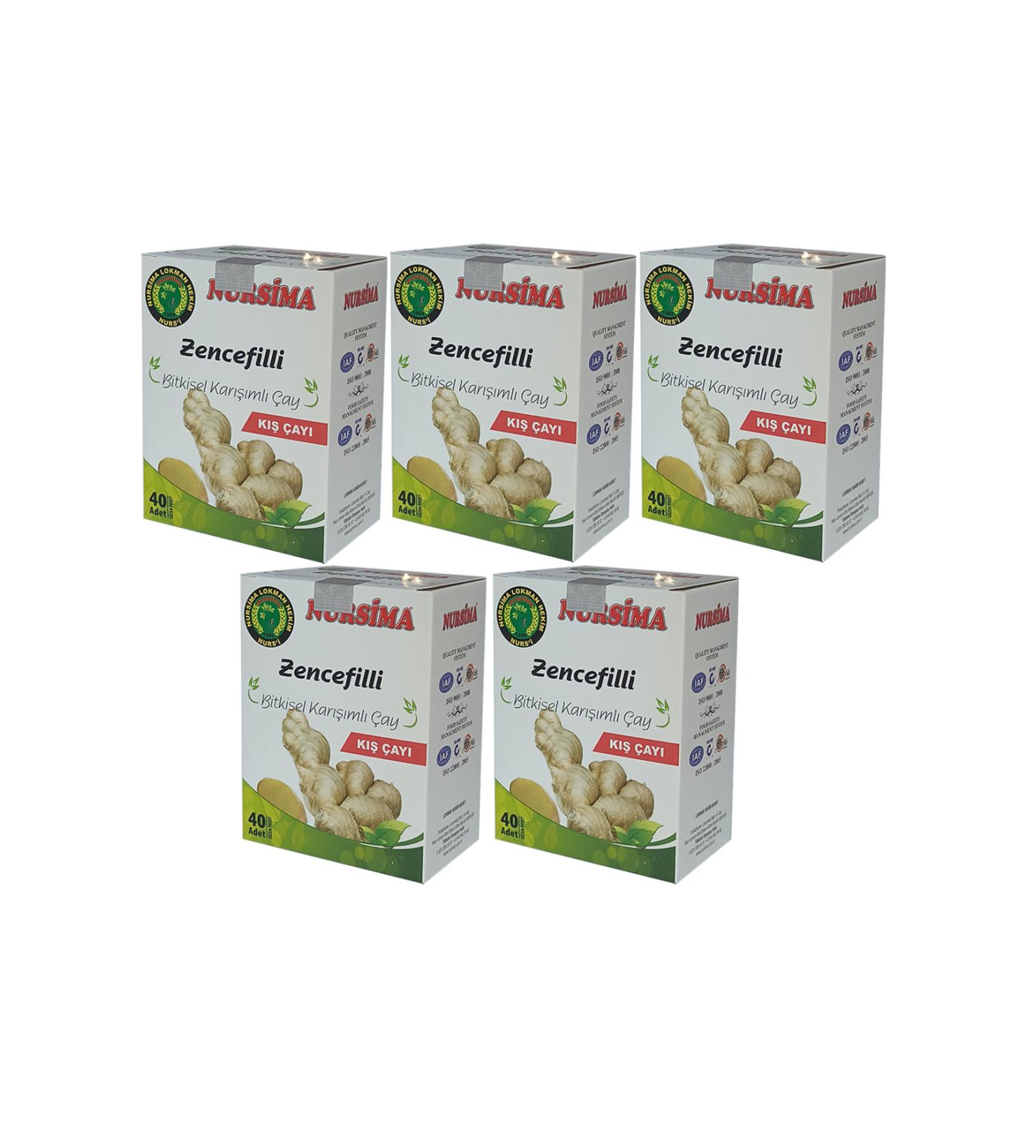 Nursima Ginger Herbal Mixed Tea 40's Filter Bags 5 Boxes