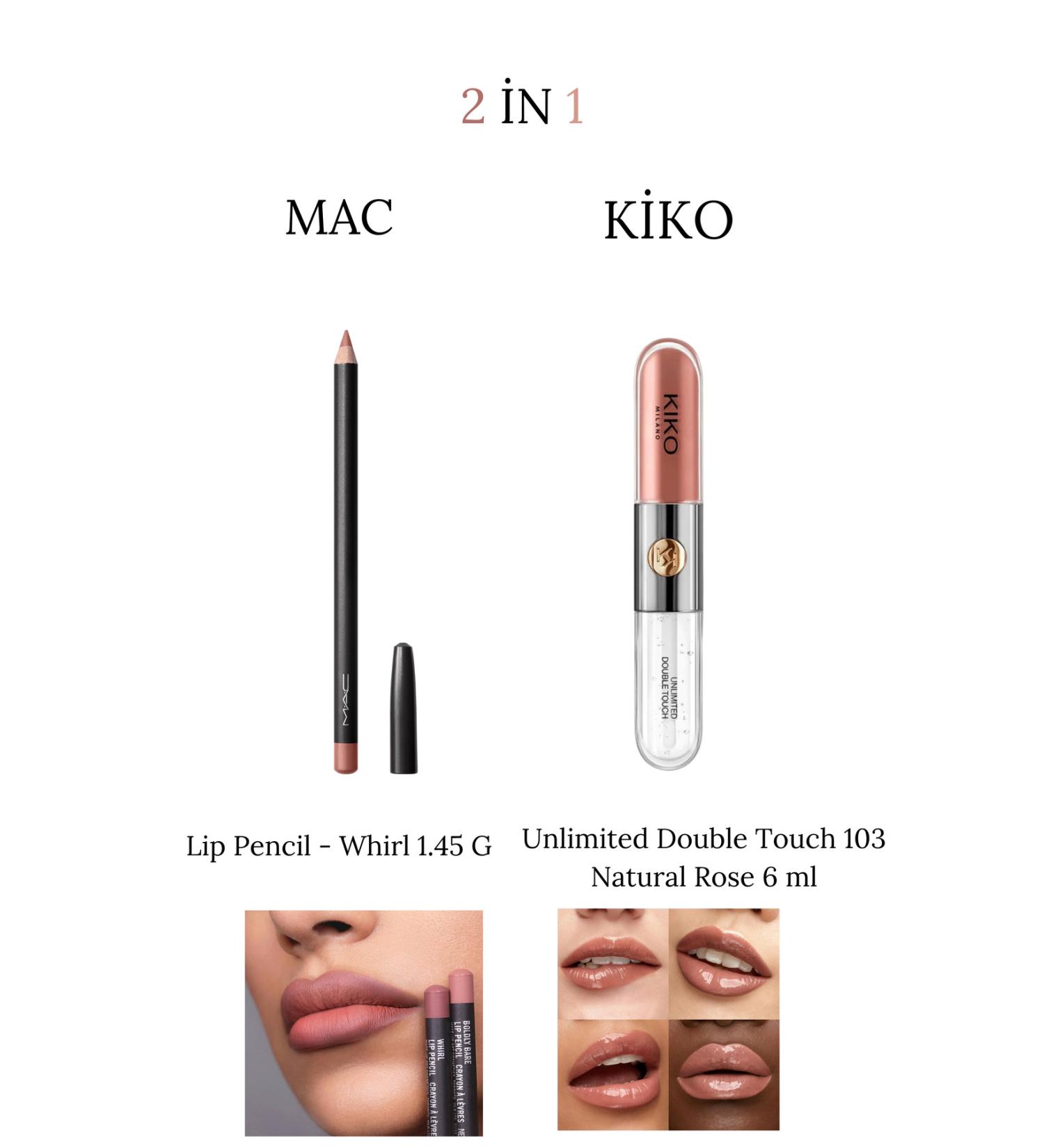 KIKO Lip Pencil - Whirl 1.45 G and Unlimited Double Touch 103 Natural Rose 6 ml - Buy Online on GoSupps.com