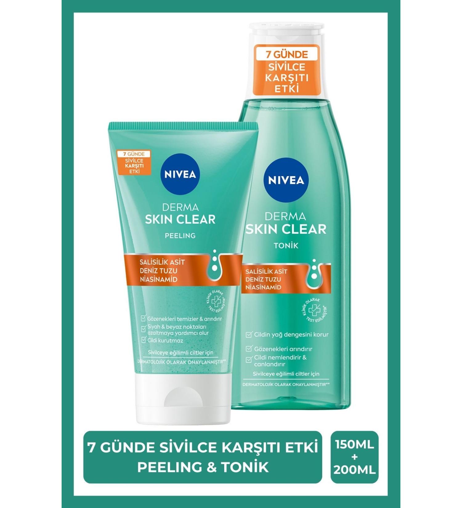 NIVEA Derma Skin Clear Anti-Acne Facial Cleanser Peeling 150ml Derma Skin Moisturizing Toner 200ml - Buy Online on GoSupps.com