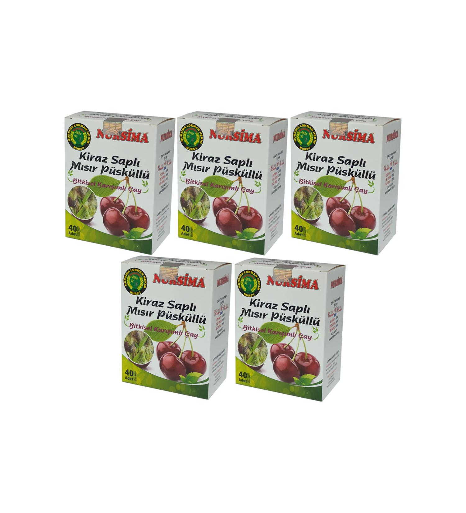 Nursima Cherry Stalk Corn Tassel Herbal Mix Tea 40's Filter Bags 5 Boxes