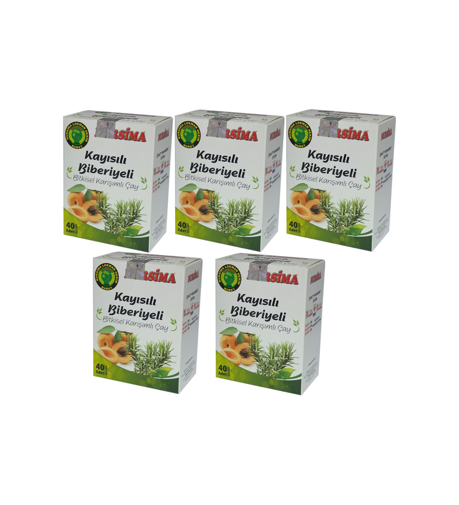 Nursima Apricot Rosemary Herbal Mixed Tea 40's Filter Bags 5 Boxes