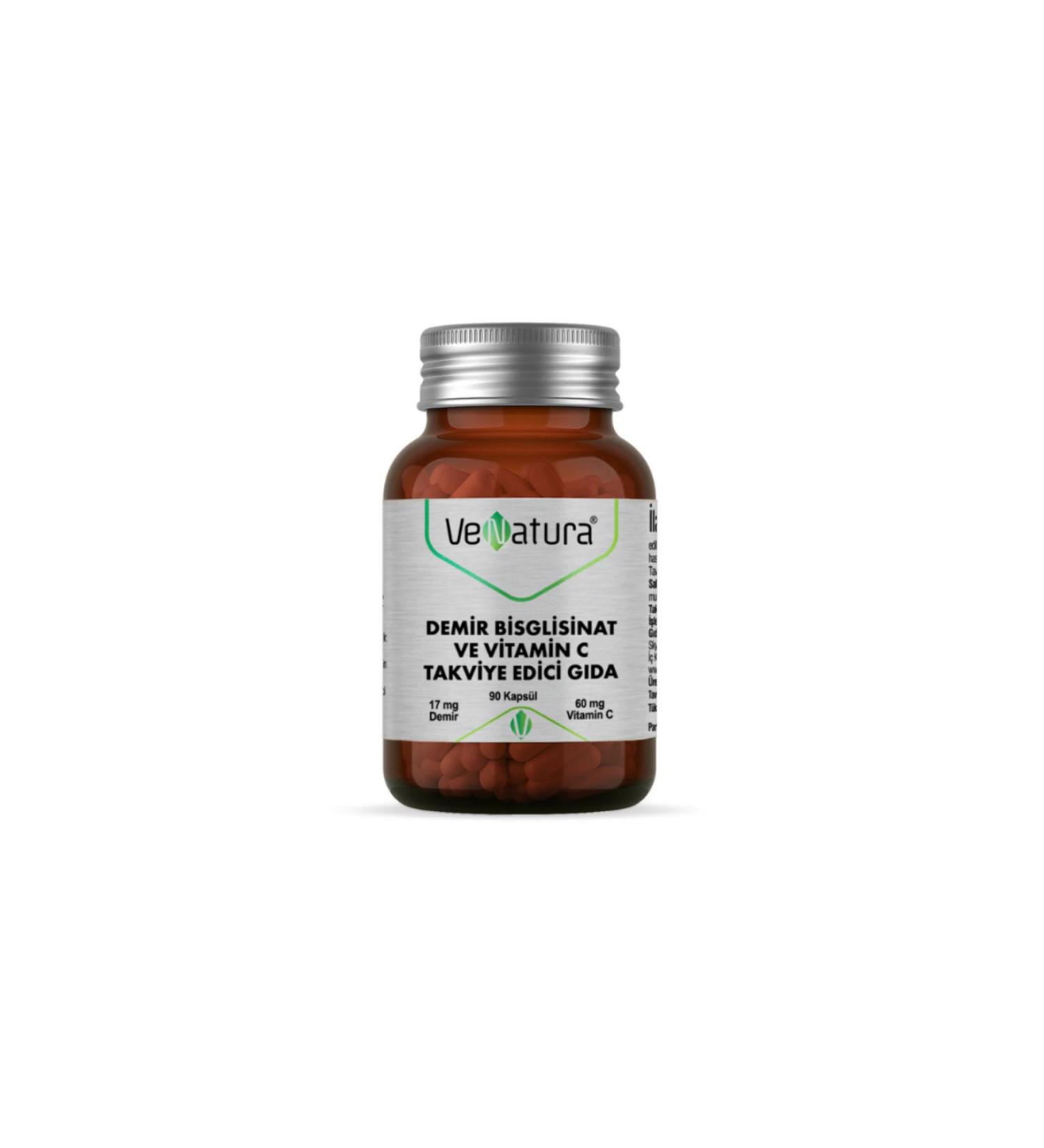 Venatura Iron Bisglycinate And Vitamin C 90 Capsules