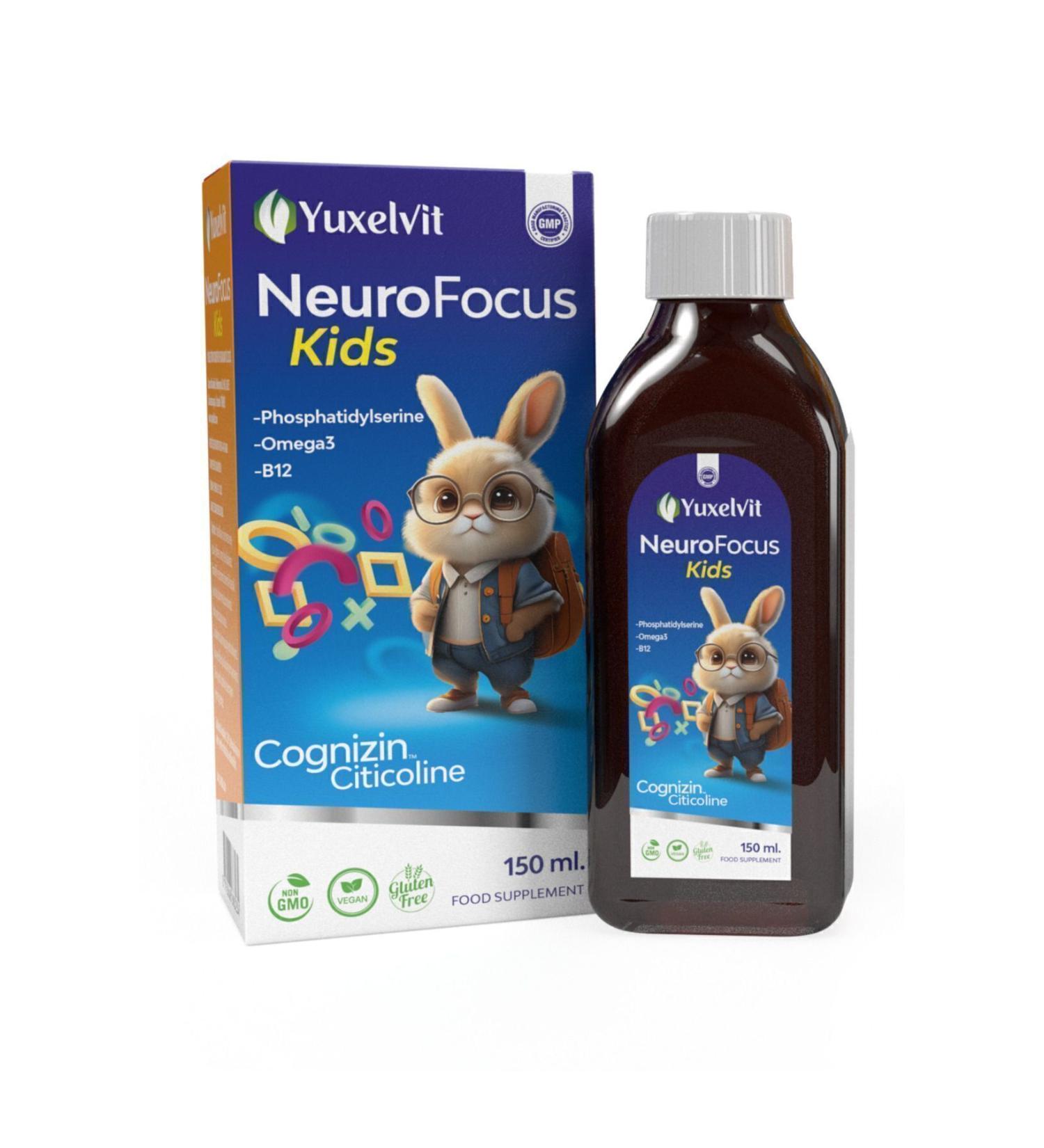 Yuxelvit NeuroFocus Kids Citicoline Fish Oil L-Arginine Phosphatidylserine Syrup 150 ml - Buy Online on GoSupps.com