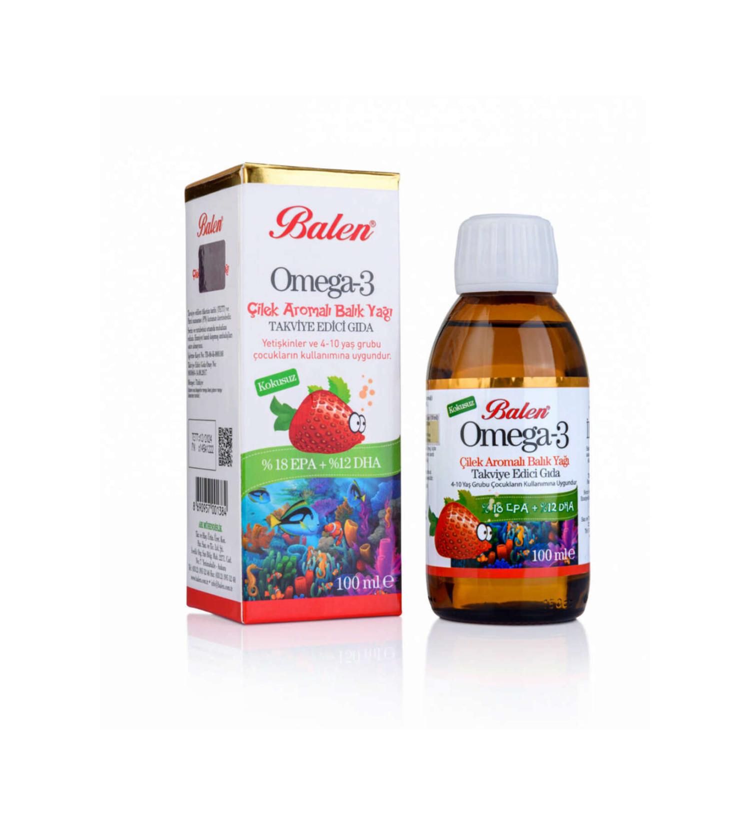 Balen Omega-3 Strawberry Flavored * 100 ML | Heart AND Brain Health Support Supplement 570008