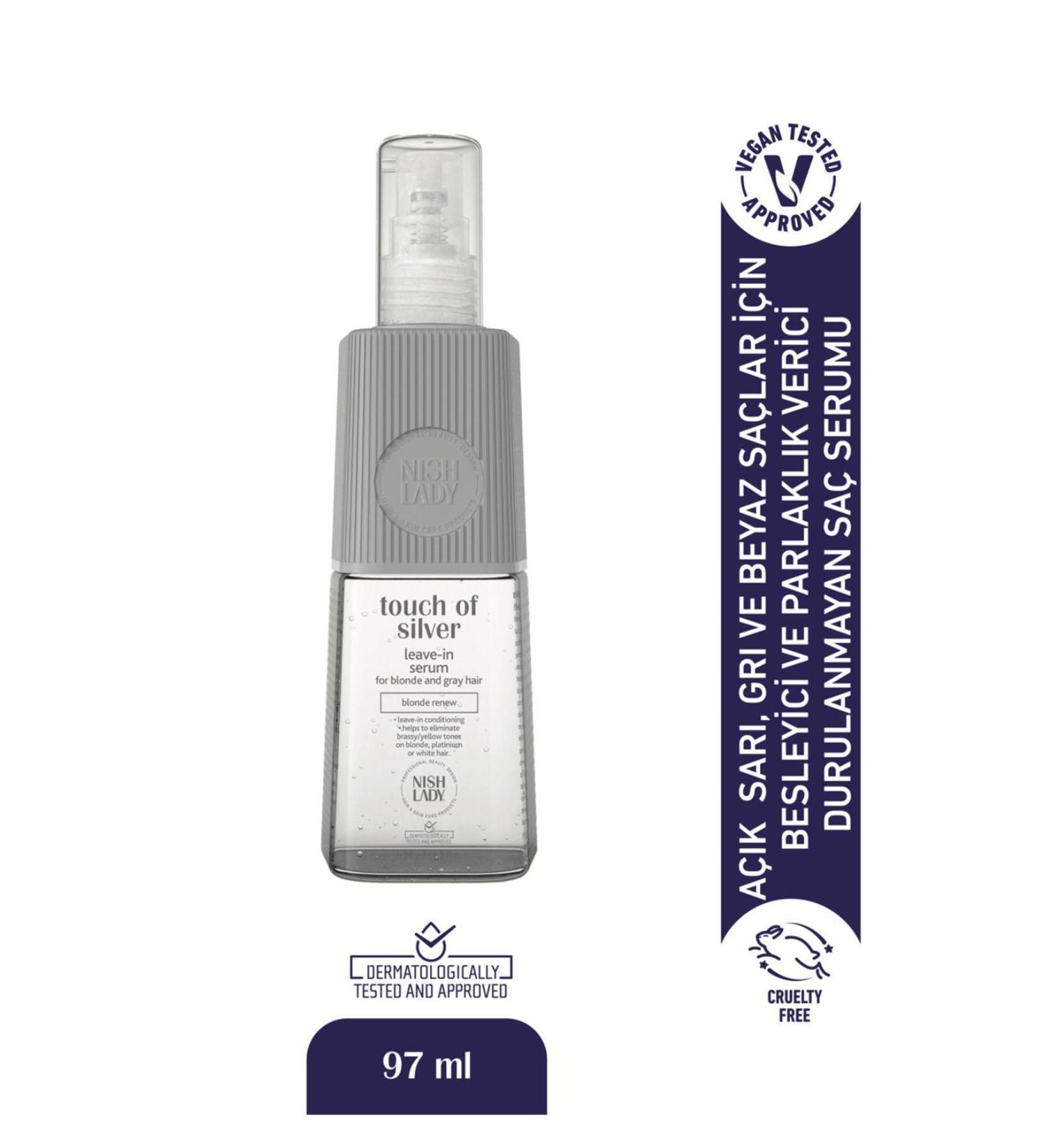 Nishlady Touch Of Silver Hair Serum - No-Rinse Hair Serum For Light Blonde Grey And White Hair