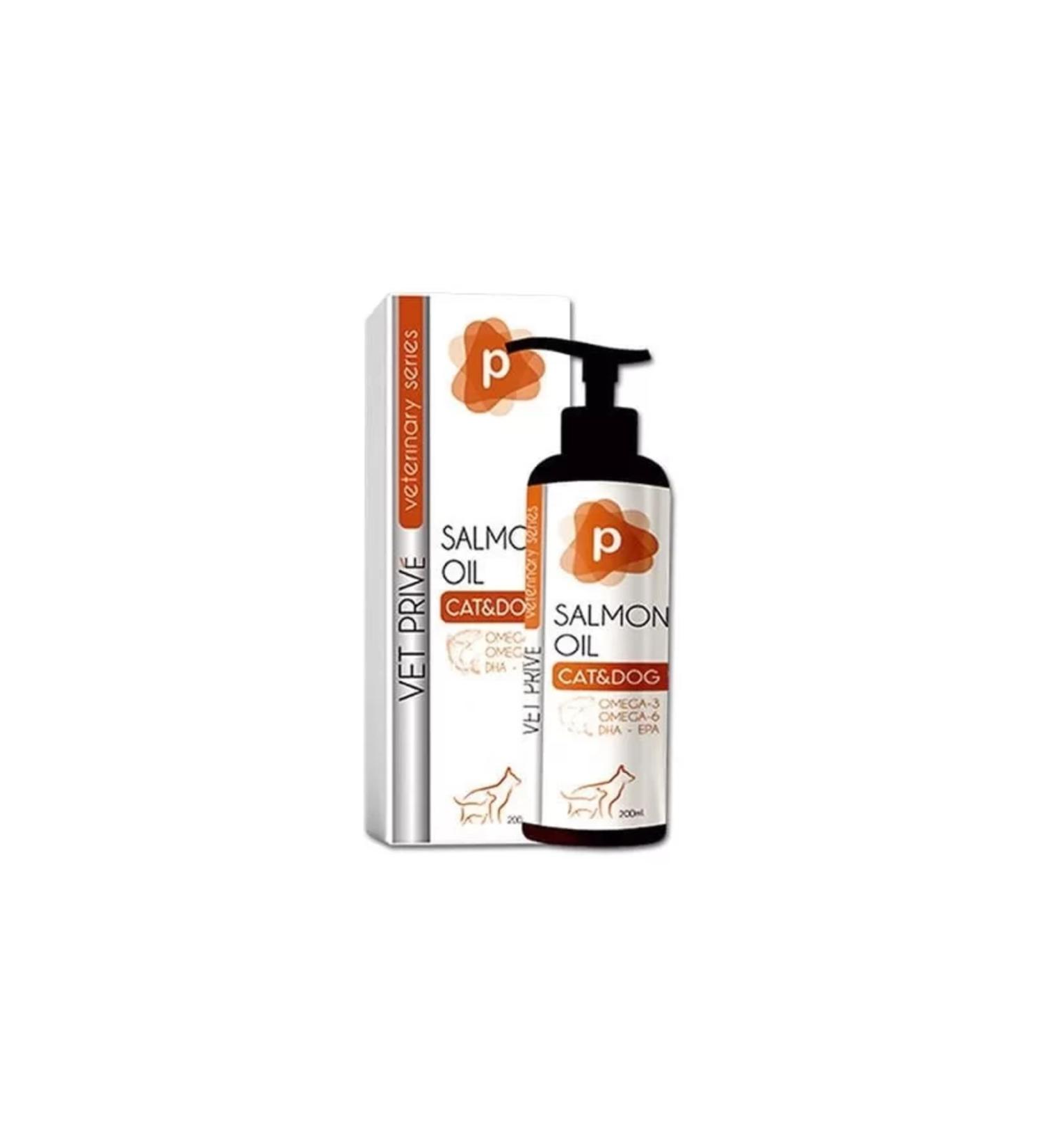 Vet Prive Veterinary Salmon Oil Omega 3 and Omega 6 Liquid Support for Cats and Dogs 200 Ml