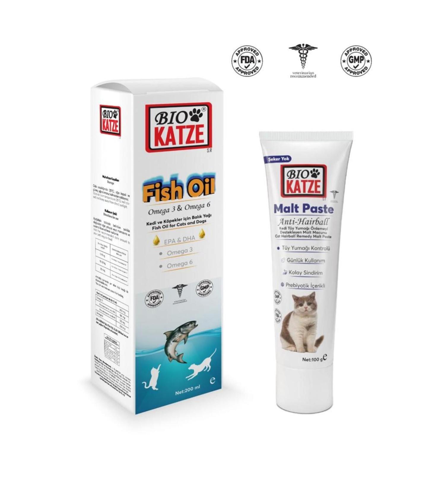 teknotrust Cat Vitamin Set (Anti-Hairball Malt Paste 100Gr + Fish Oil 200 ml Fish Oil)