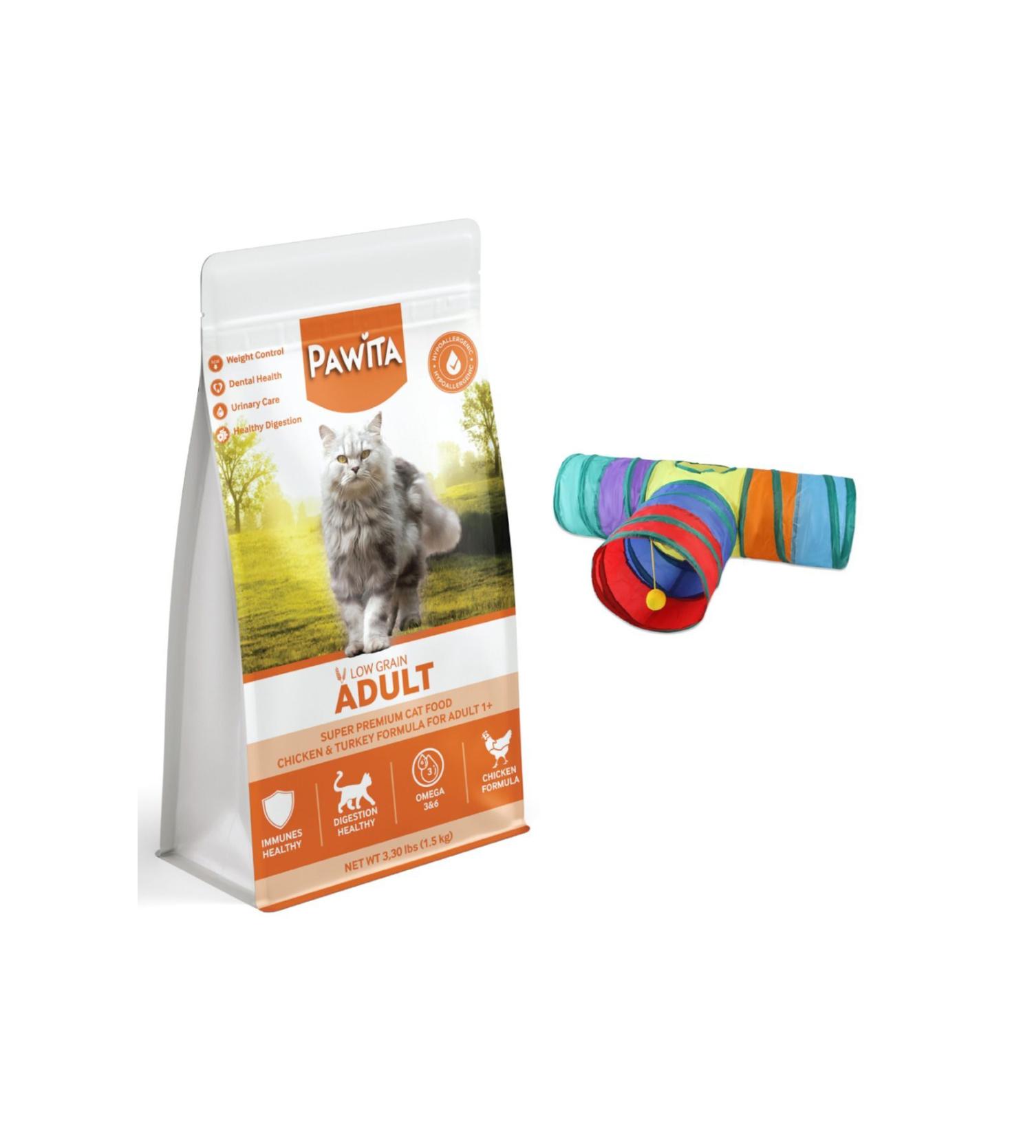 teknotrust Hypoallergenic Chicken Adult Dry Cat Food 1.5 Kg + Cat Play Tunnel T Model 1 Piece