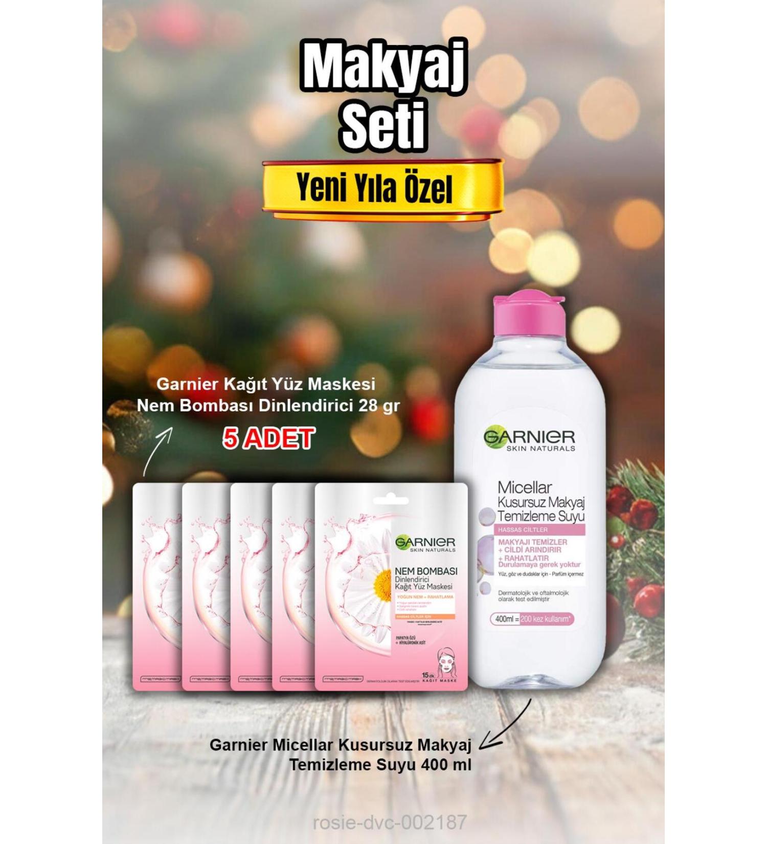 Garnier Moisture Bomb Relaxing Mask X 5 and Micellar Makeup Remover Water