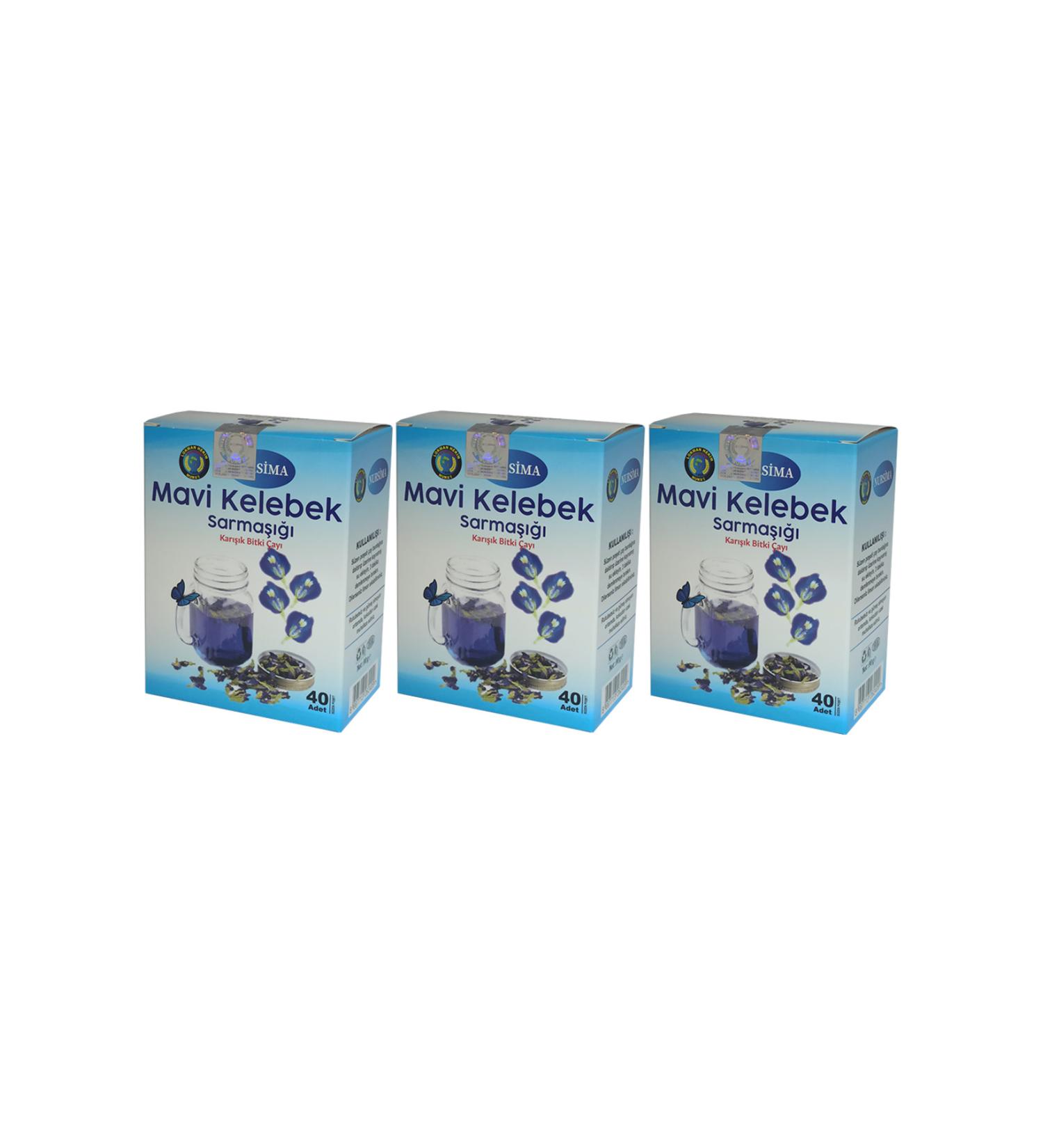 Nursima Blue Butterfly Ivy Mixed Herbal Tea 40' Filter Bags 3 Boxes