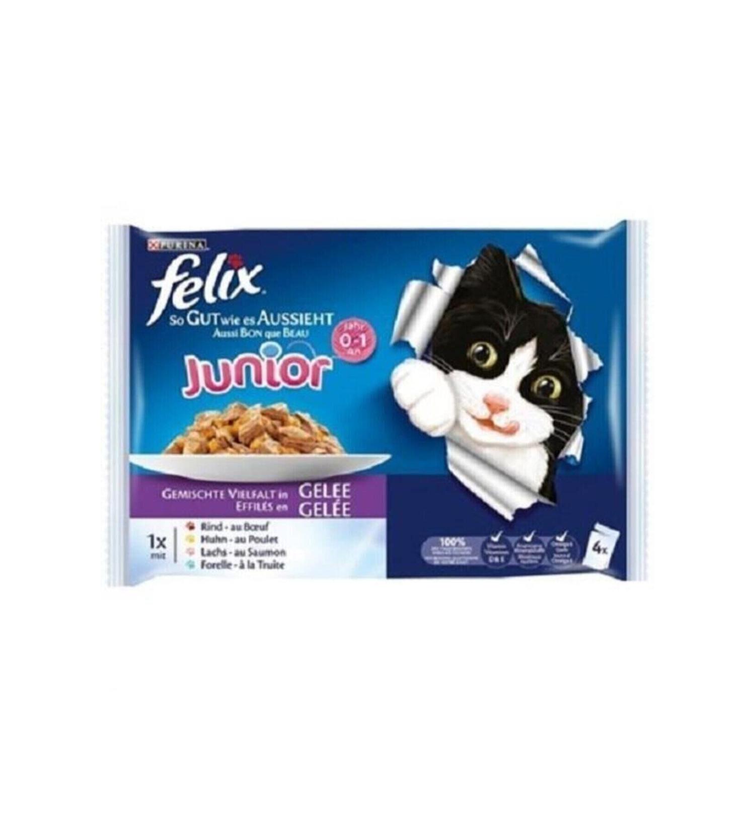 teknotrust Felix Junior Kitten Pounch 4x85 Gr 5 Pieces Chicken and Beef