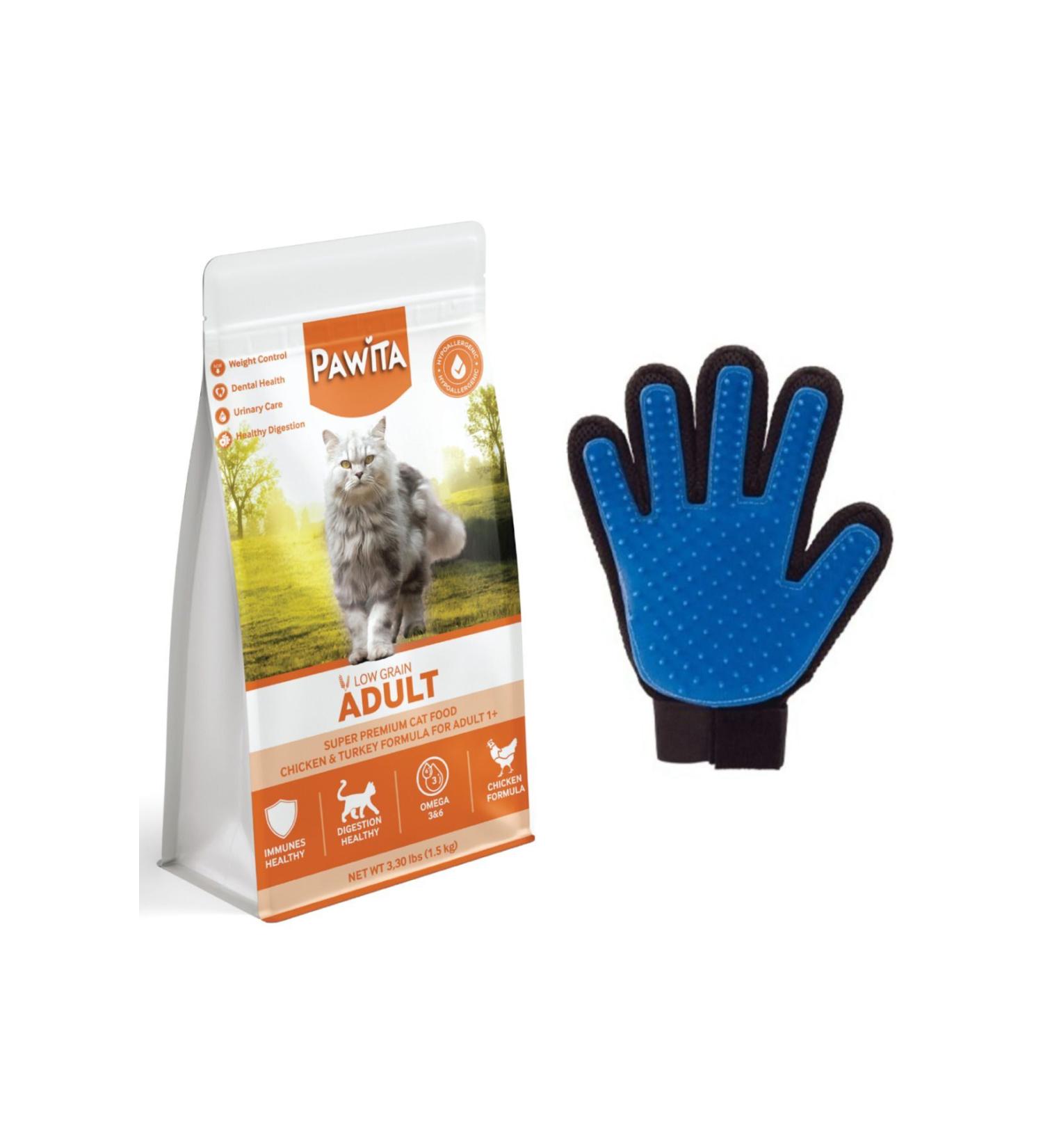 teknotrust Hypoallergenic Chicken Adult Dry Cat Food 1.5 Kg + Cat Hair Collection Glove 1 Piece
