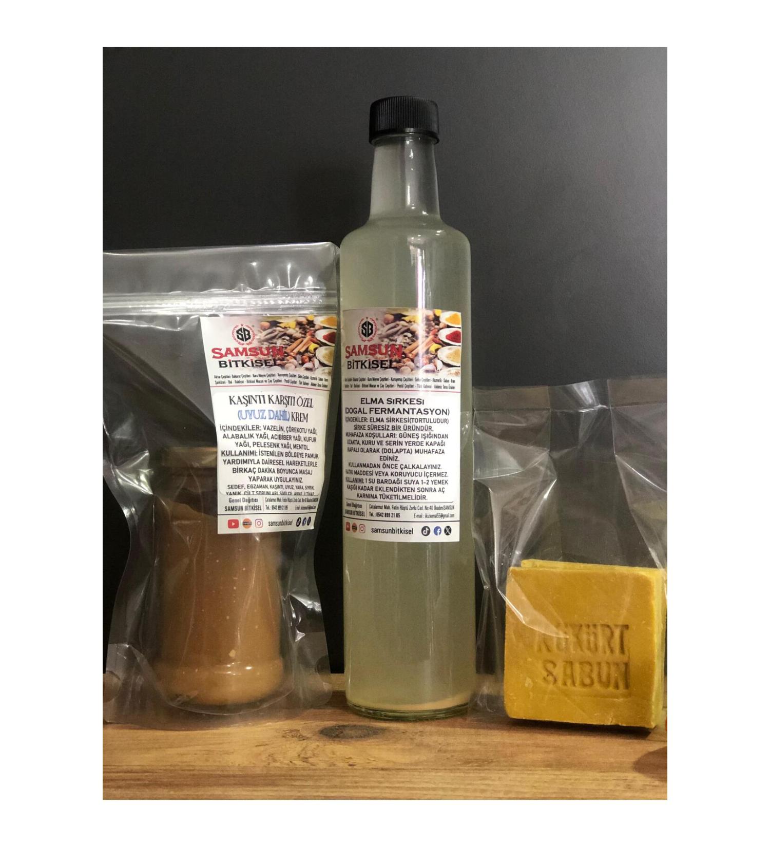 samsun herbal scabies itching (500ML APPLE VINEGAR CREAM 2 SULFUR SOAP)