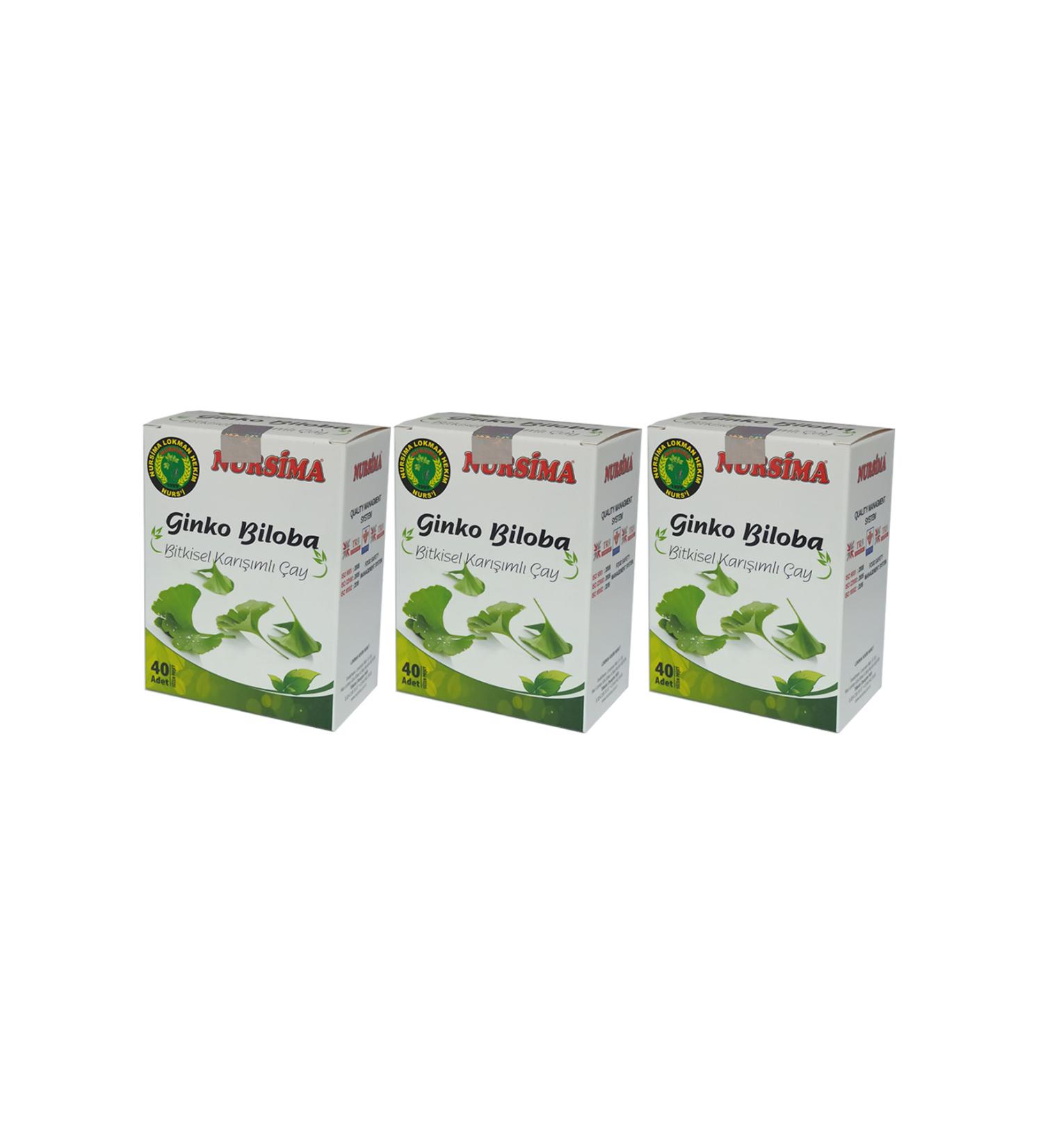 Nursima Ginko Biloba Herbal Mixed Tea 40's Filter Bags 3 Boxes