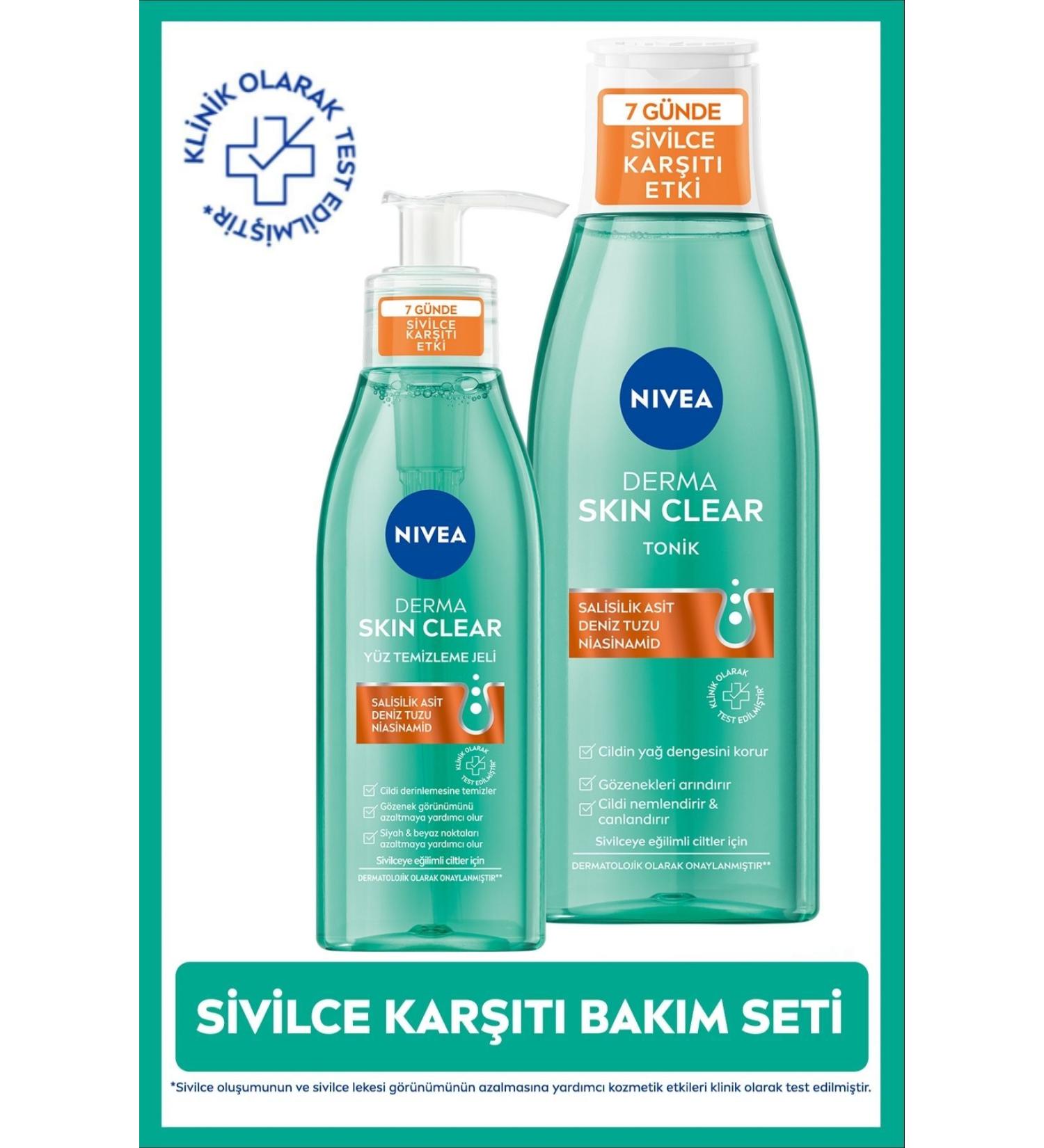 NIVEA Derma Skin Clear Anti-Acne Facial Cleansing Gel 150ml and Moisturizing Toner 200ml Oily Skin - Buy Online on GoSupps.com