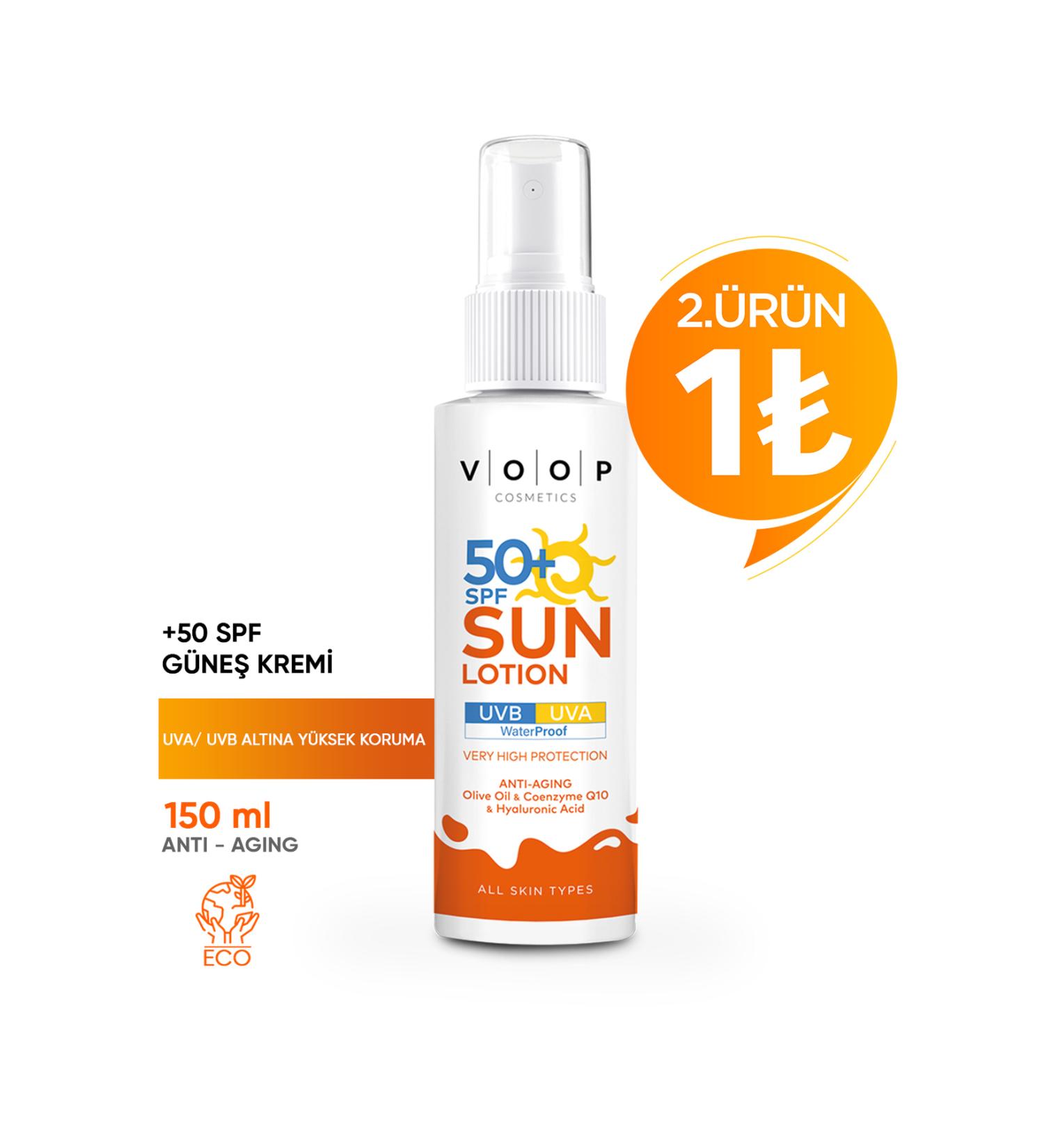 VOOP Body & Face Sun Cream Very High Protection 50 Spf - 150 ml | Coenzyme Q10 And Hyaluronic Acid - Buy Online on GoSupps.com