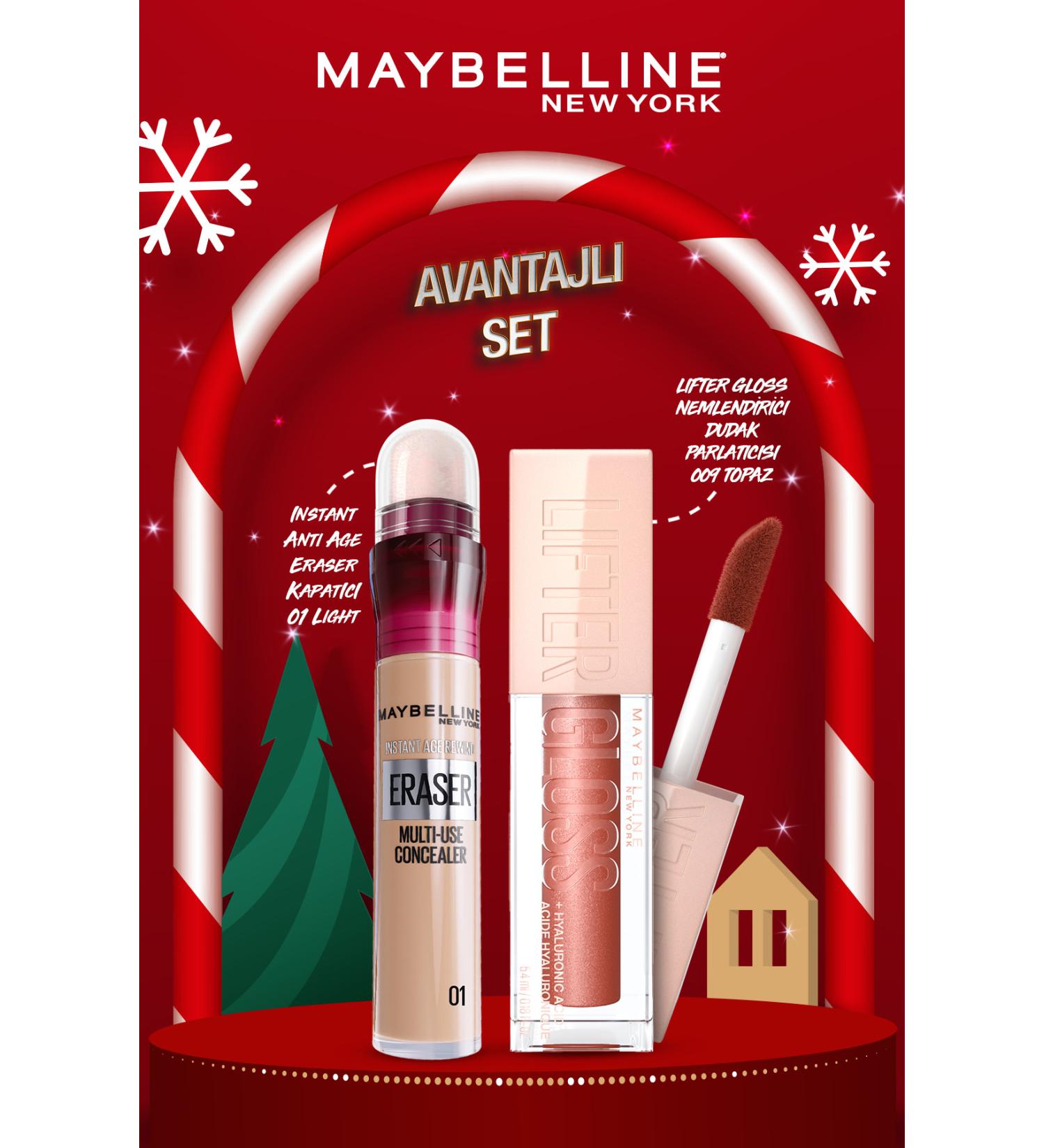 Maybelline New York Instant Anti Age Eraser Concealer - 01 Light & Lifter Gloss Moisturizing Lip Gloss 009 Topaz - Buy Online on GoSupps.com