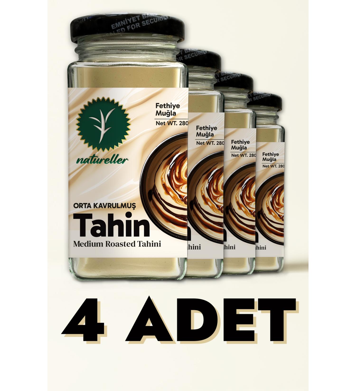 Natureller Tahini Medium Roasted Fethiye - Local Sesame 280 gr (4 Pieces)