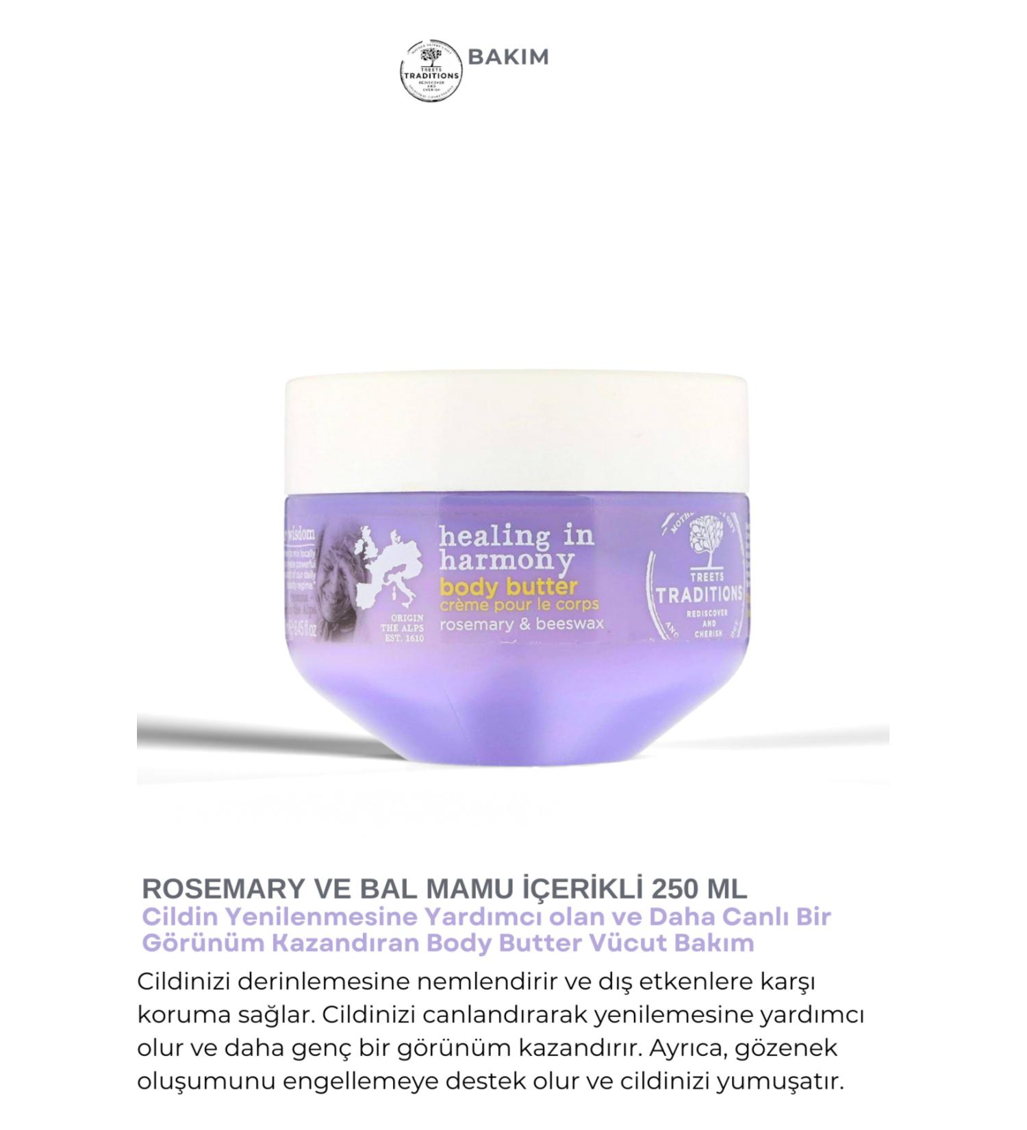 Treets Rosemary Body Butter / Intensive Body Moisturizer That Gives a More Lively Appearance