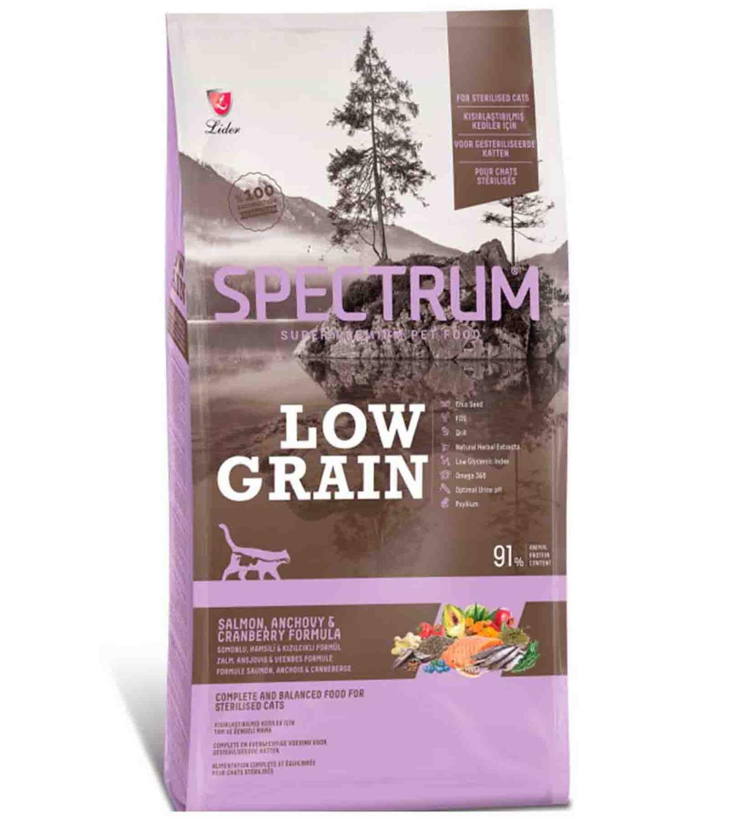 Spectrum Low Grain Salmon and Anchovy Sterilized Adult Cat Food 12+1kg