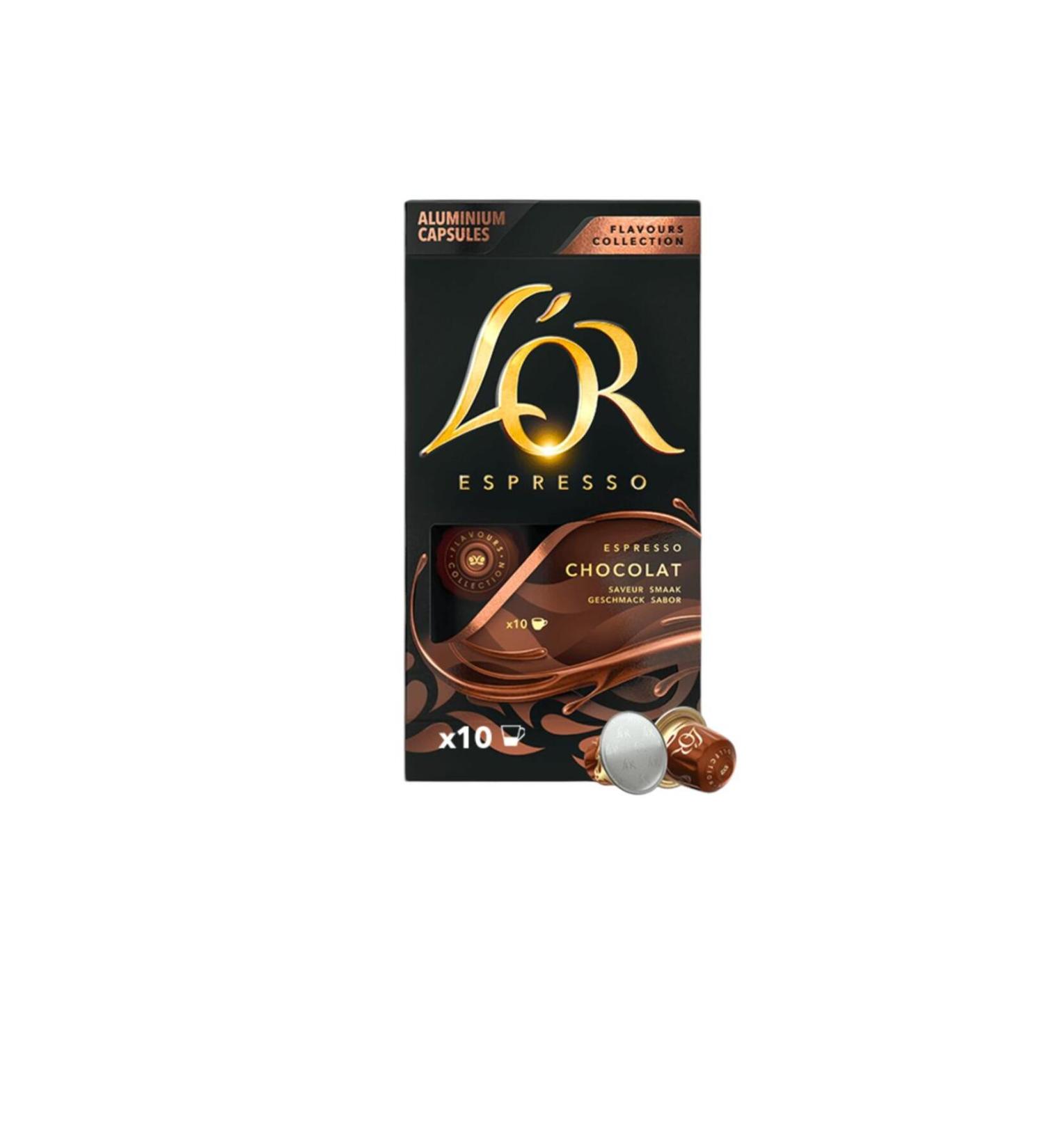 shop lor L'or Espresso CHOCOLAT (CHOCOLATE) Nespresso Compatible 10 Capsule Coffee