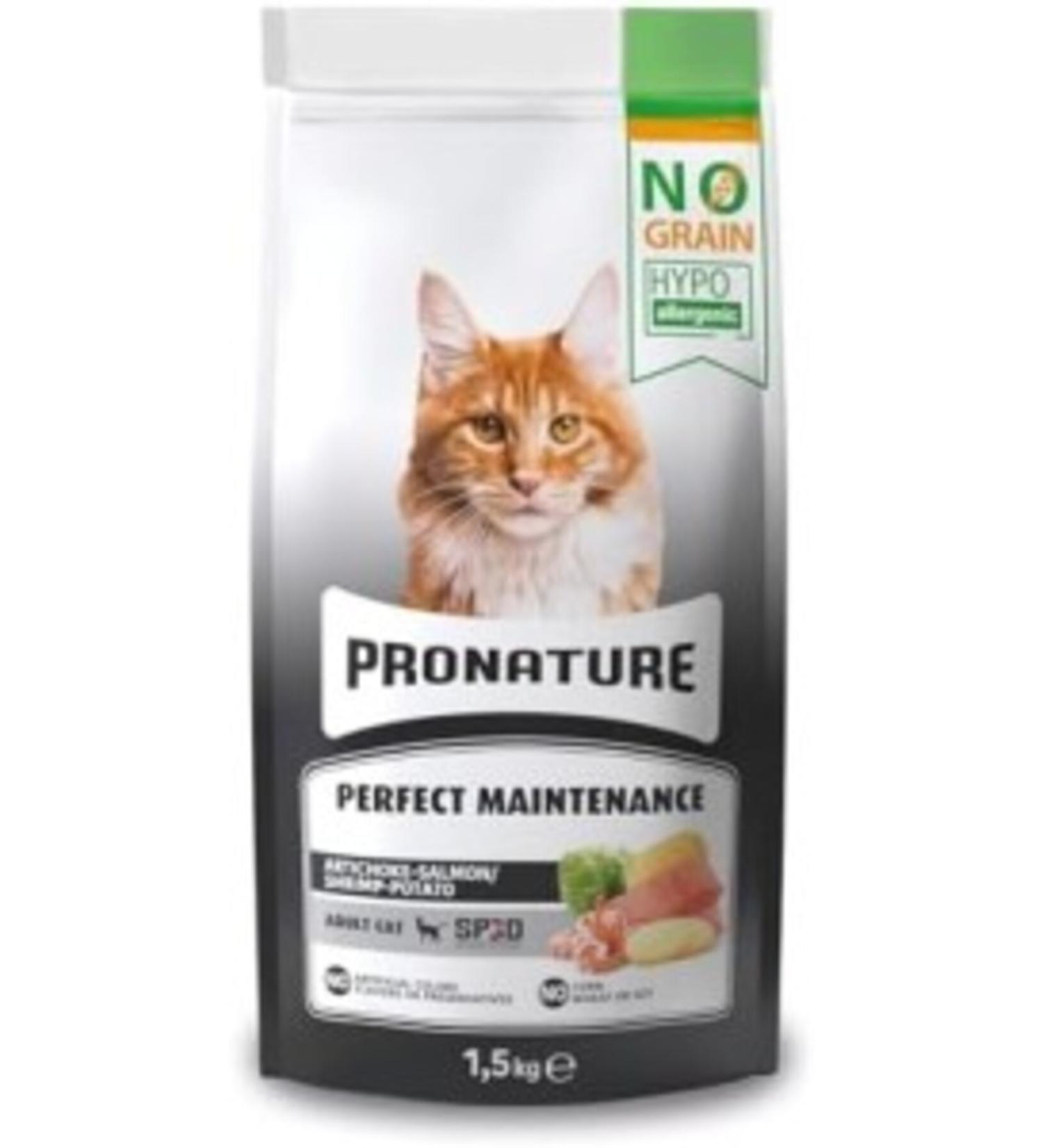 pronature Hypo-Allergenic Grain-Free Adult Cat Food Salmon Shrimp and Artichoke 1.5 Kg