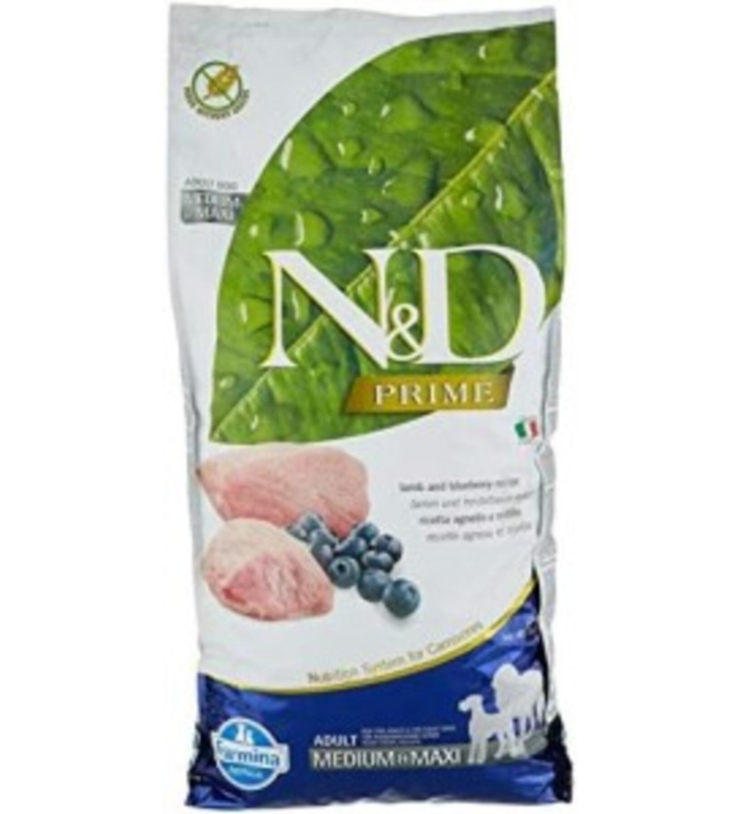 N & D Prime Grain Free Dog Lamb & Blueberry Adult Medium & Maxi 12 kg