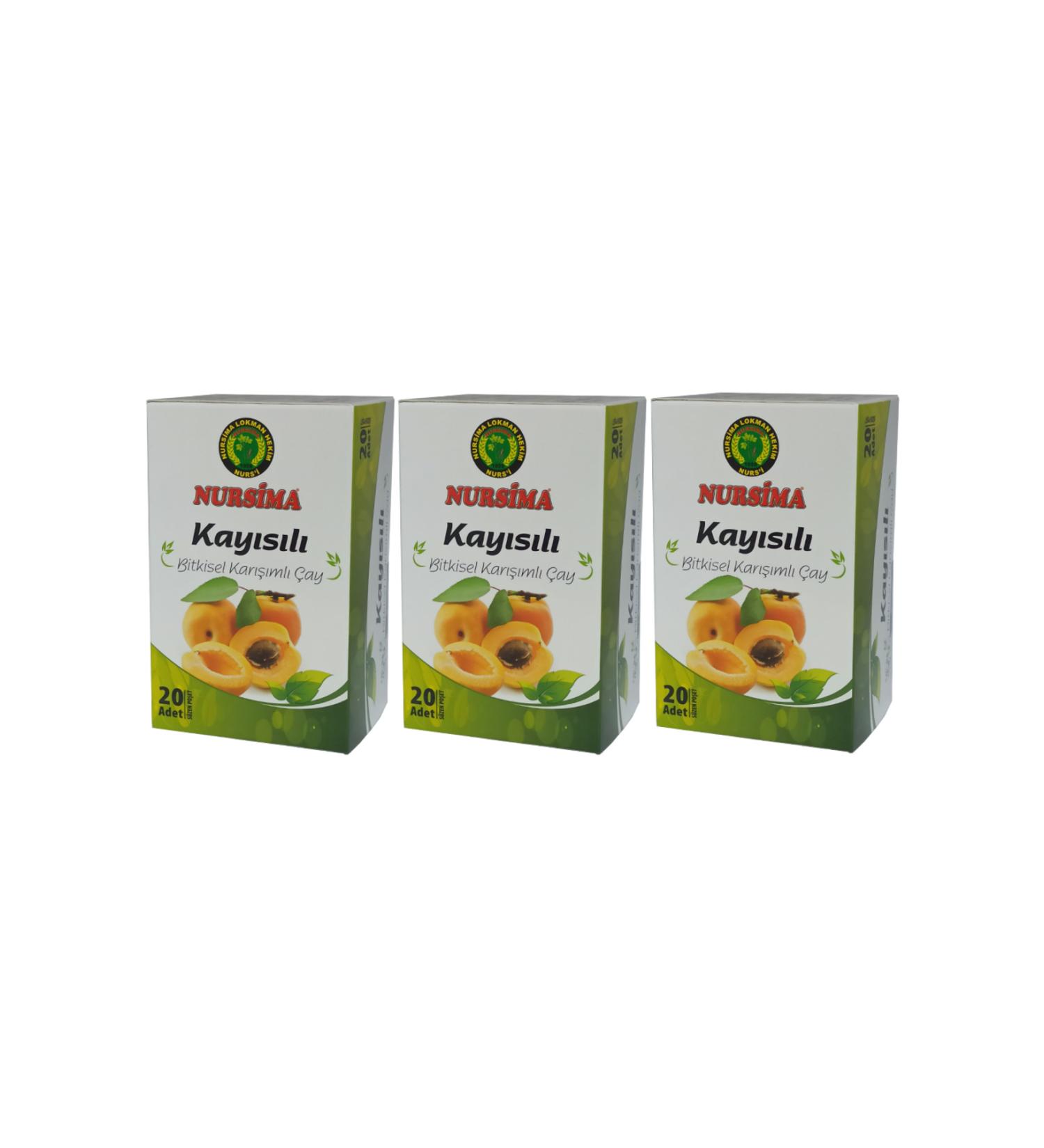Nursima Apricot Herbal Mixed Tea 20 Filter Bags 3 Boxes