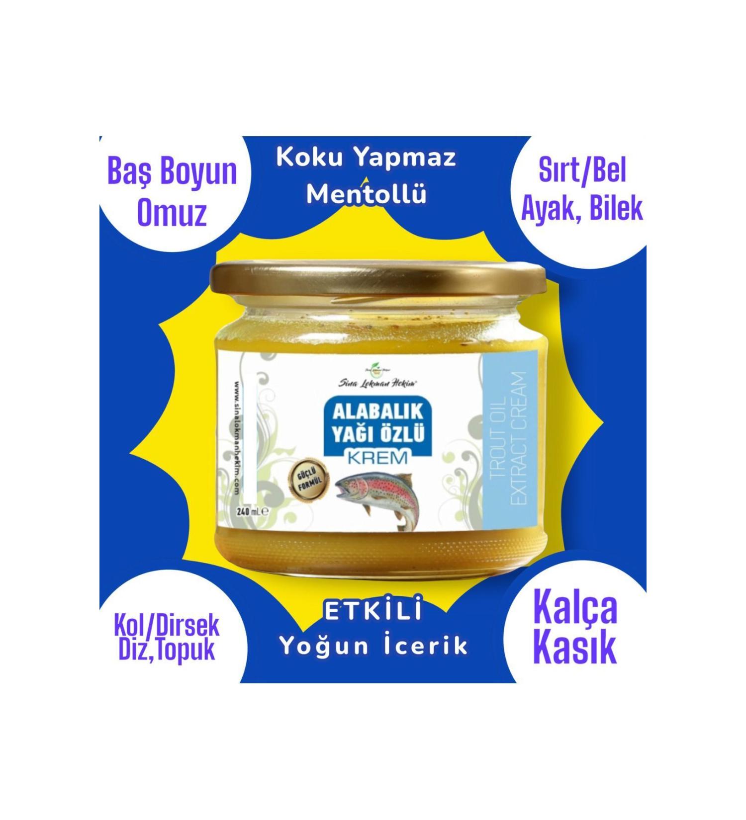 SINA LOKMAN HEKIM Trout Oil Extract Cream (Unboxed Glass Jar 210 ml) Menthol Scented 0 Effective Strong Formula