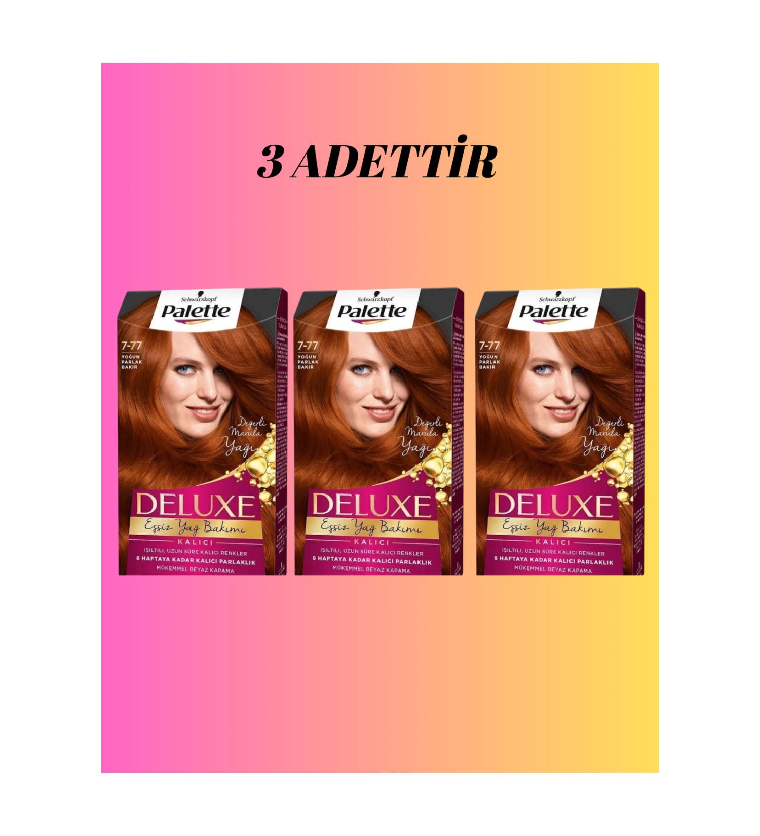 Palette Deluxe 7-77 Intense Shine Copper Hair Dye x3 - Buy Online on GoSupps.com
